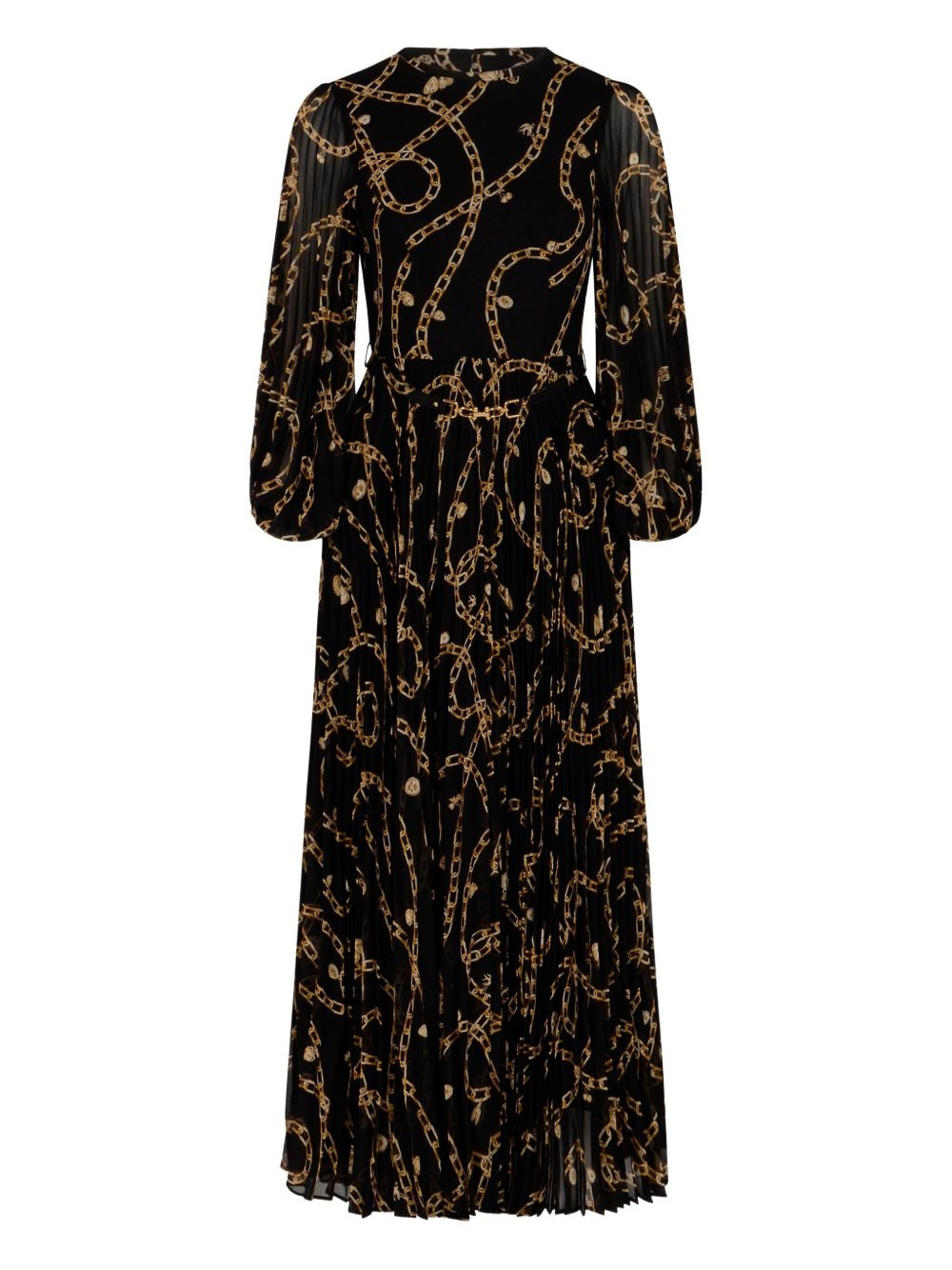 chain-print pleated-skirt midi dress - 2