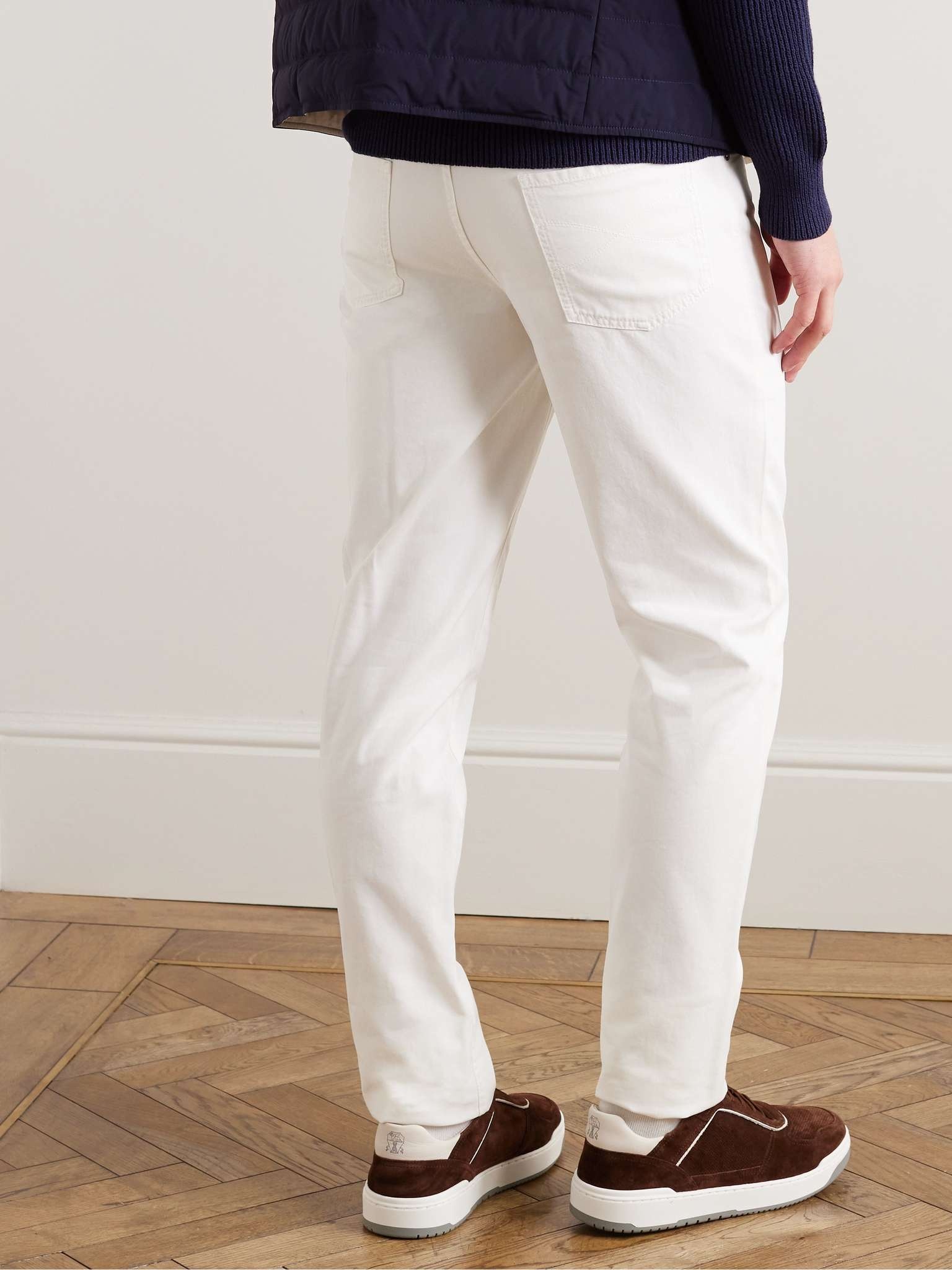 Straight-Leg Logo-Embroidered Cotton-Gabardine Trousers - 4