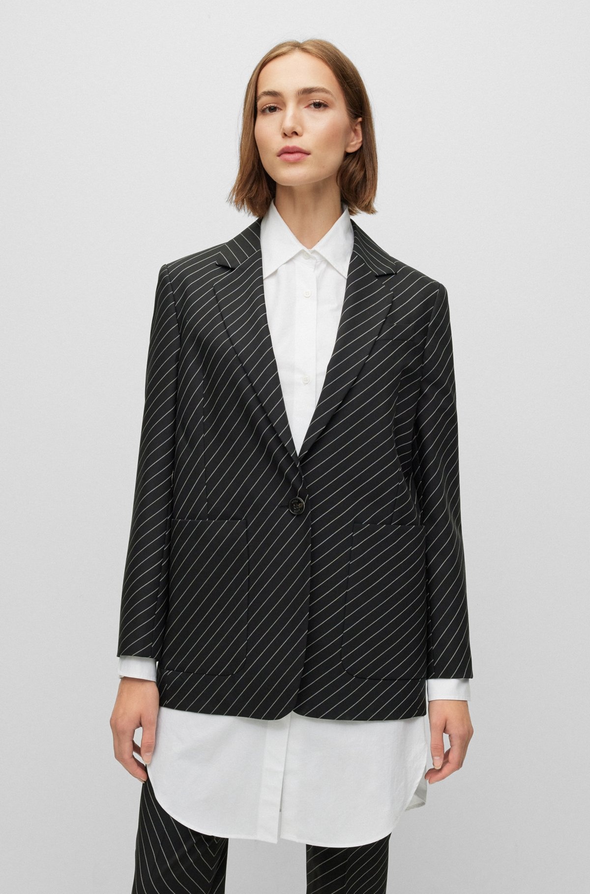 OVERSIZE-FIT JACKET IN STRIPED STRETCH WOOL - 2