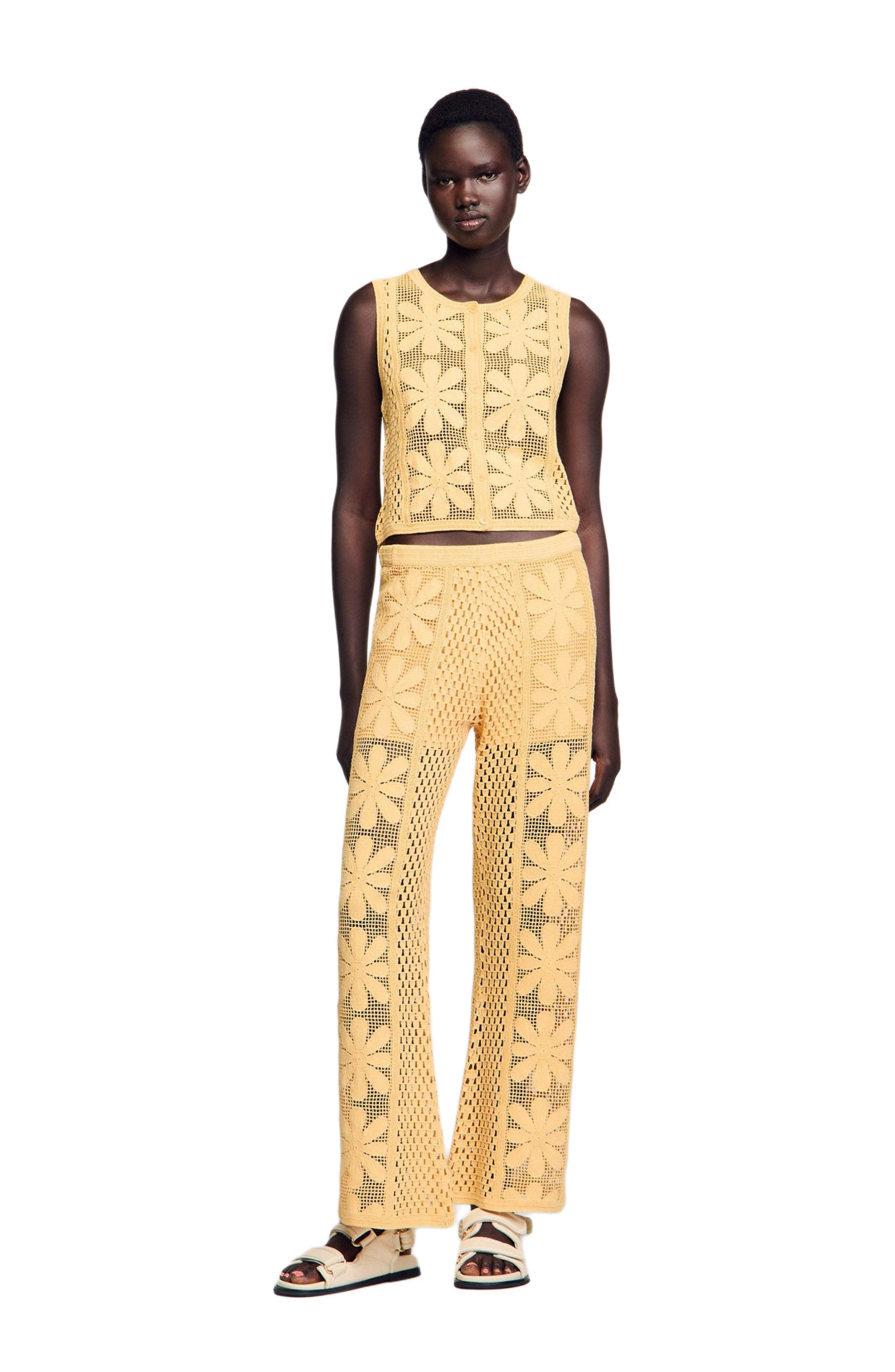 SANDRO Crochet cardigan in Yellow at Nordstrom - 6