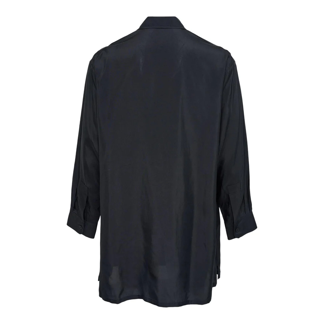 Open Collar Shoulder Pleats Blouse - 2