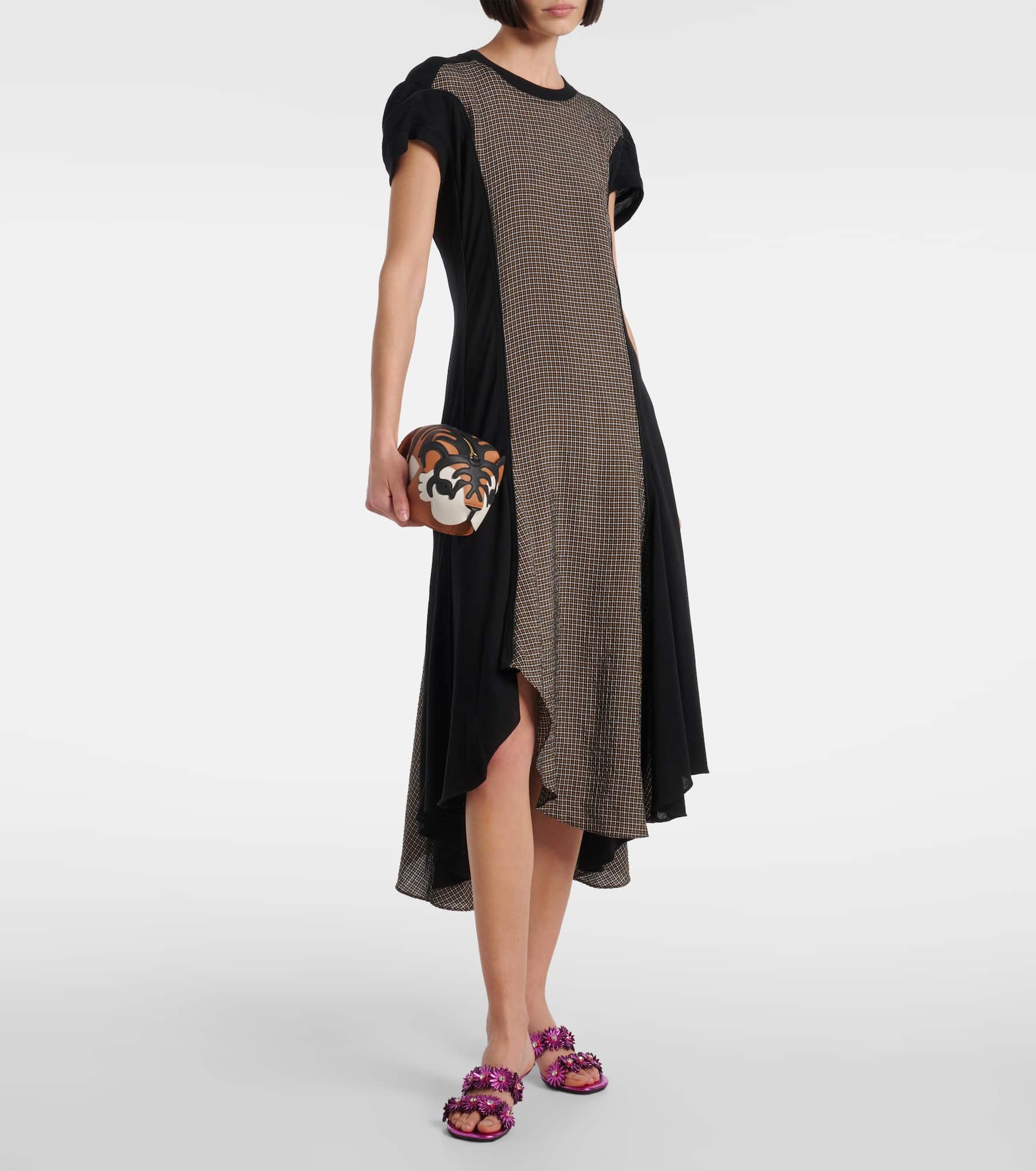 Checked asymmetric midi dress - 2
