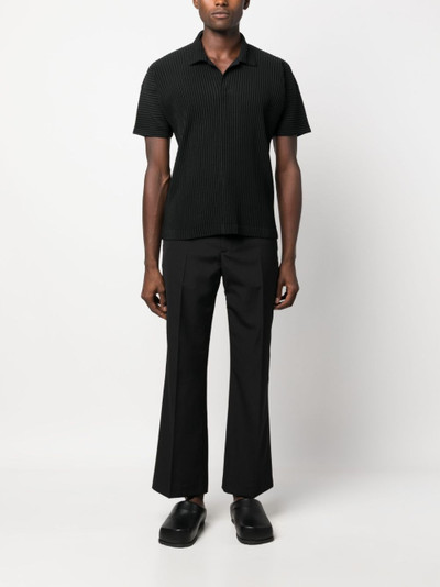 ISSEY MIYAKE camp-collar pleated polo shirt outlook
