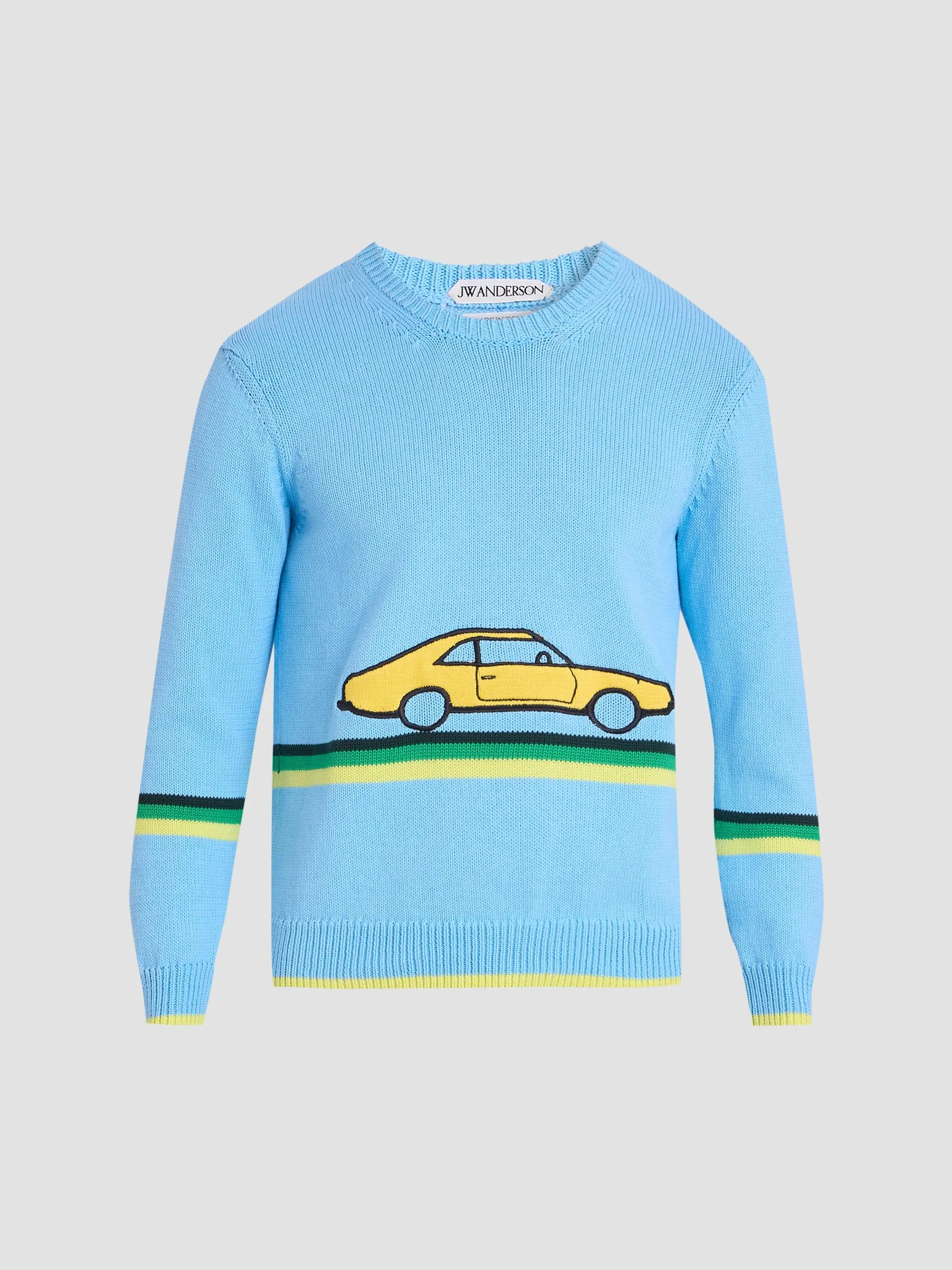 Men's Graphic Cotton Crewneck Sweater - Sky Blue - 1