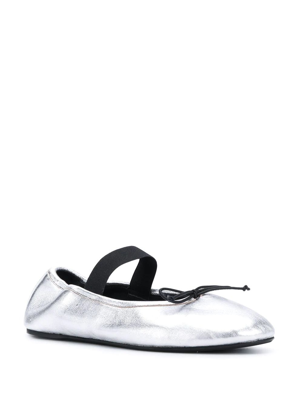 metallic-effec ballerina shoes - 2