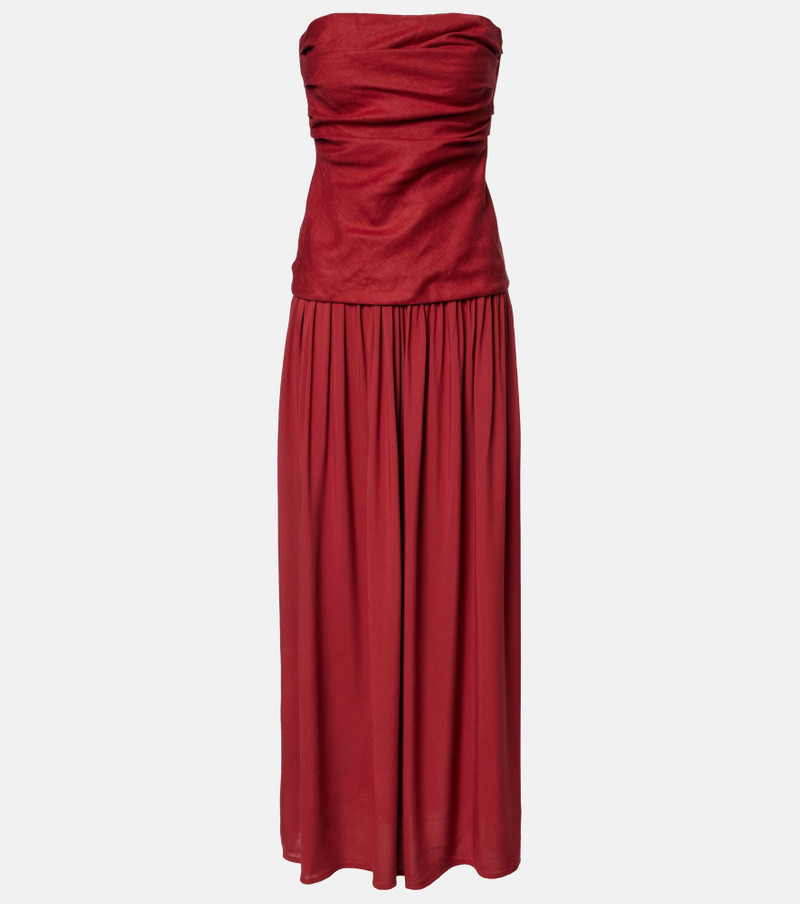 Hedy gathered linen maxi dress 1