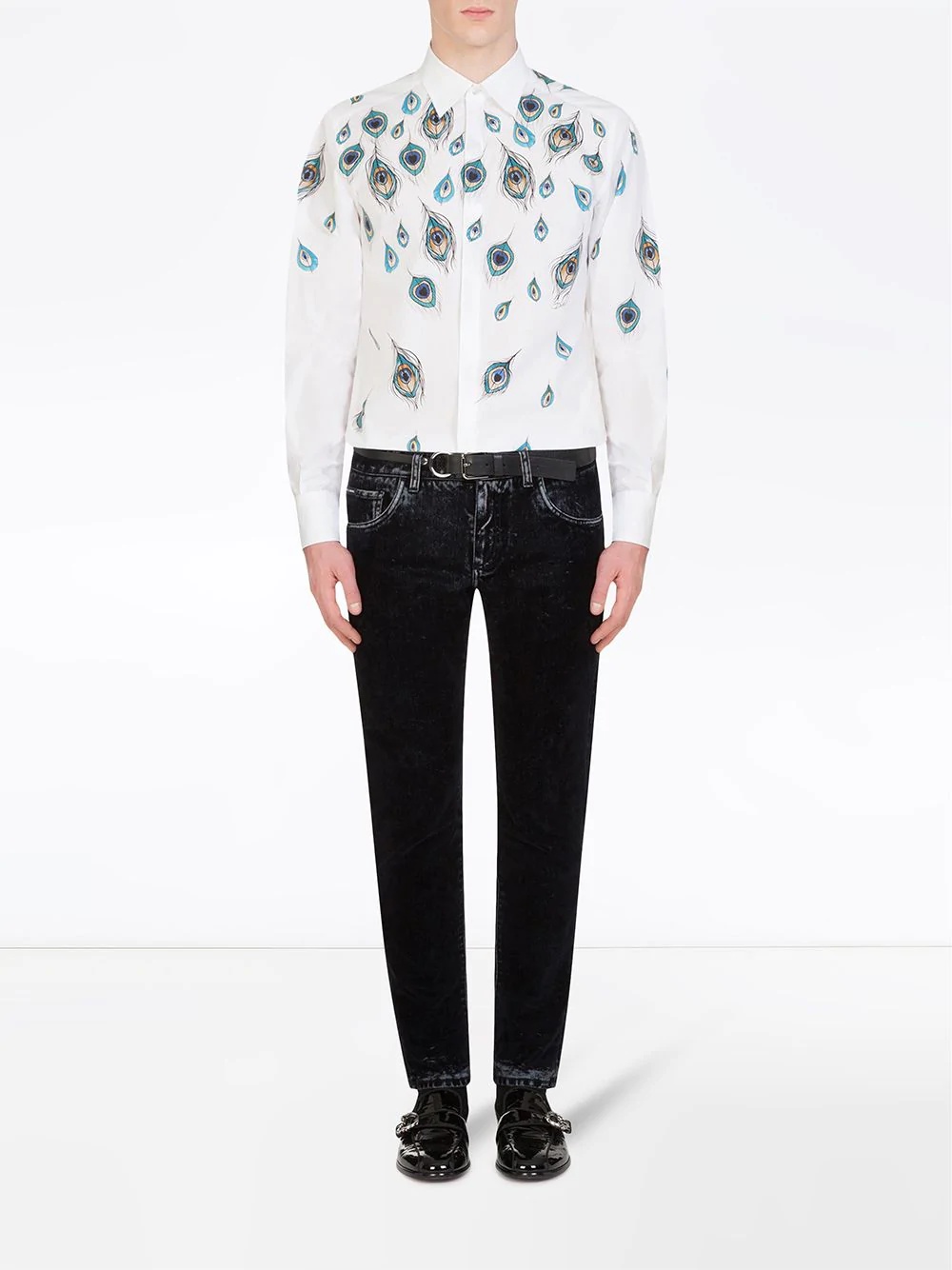 Peacock-print long-sleeve shirt - 2