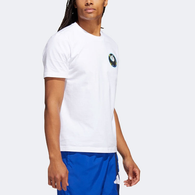 Men's adidas TMAC TEE 8 Pattern Printing Round Neck Pullover Short Sleeve White T-Shirt HS8522 - 4