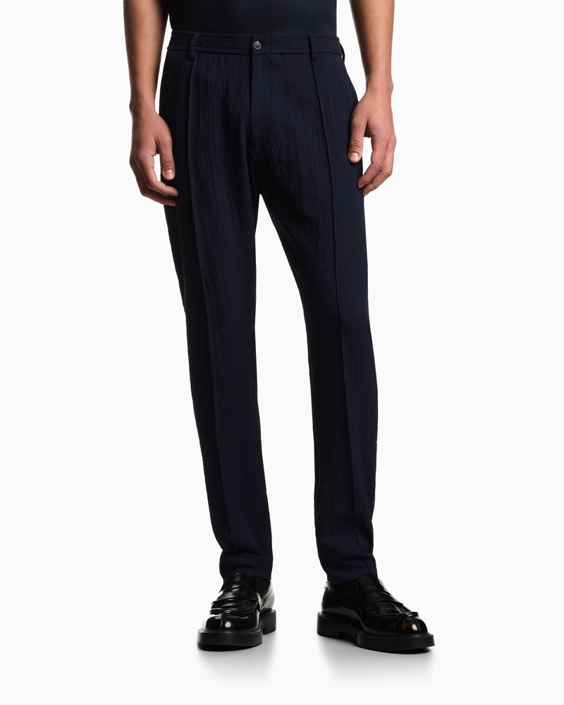 PLEATED TECHNICAL SEERSUCKER FABRIC TROUSERS 3