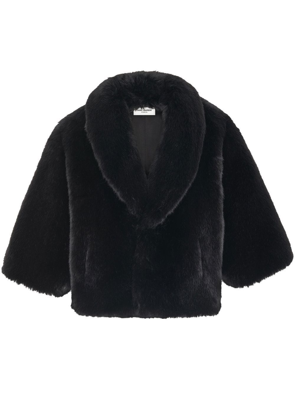 shawl-lapel faux-fur jacket - 1