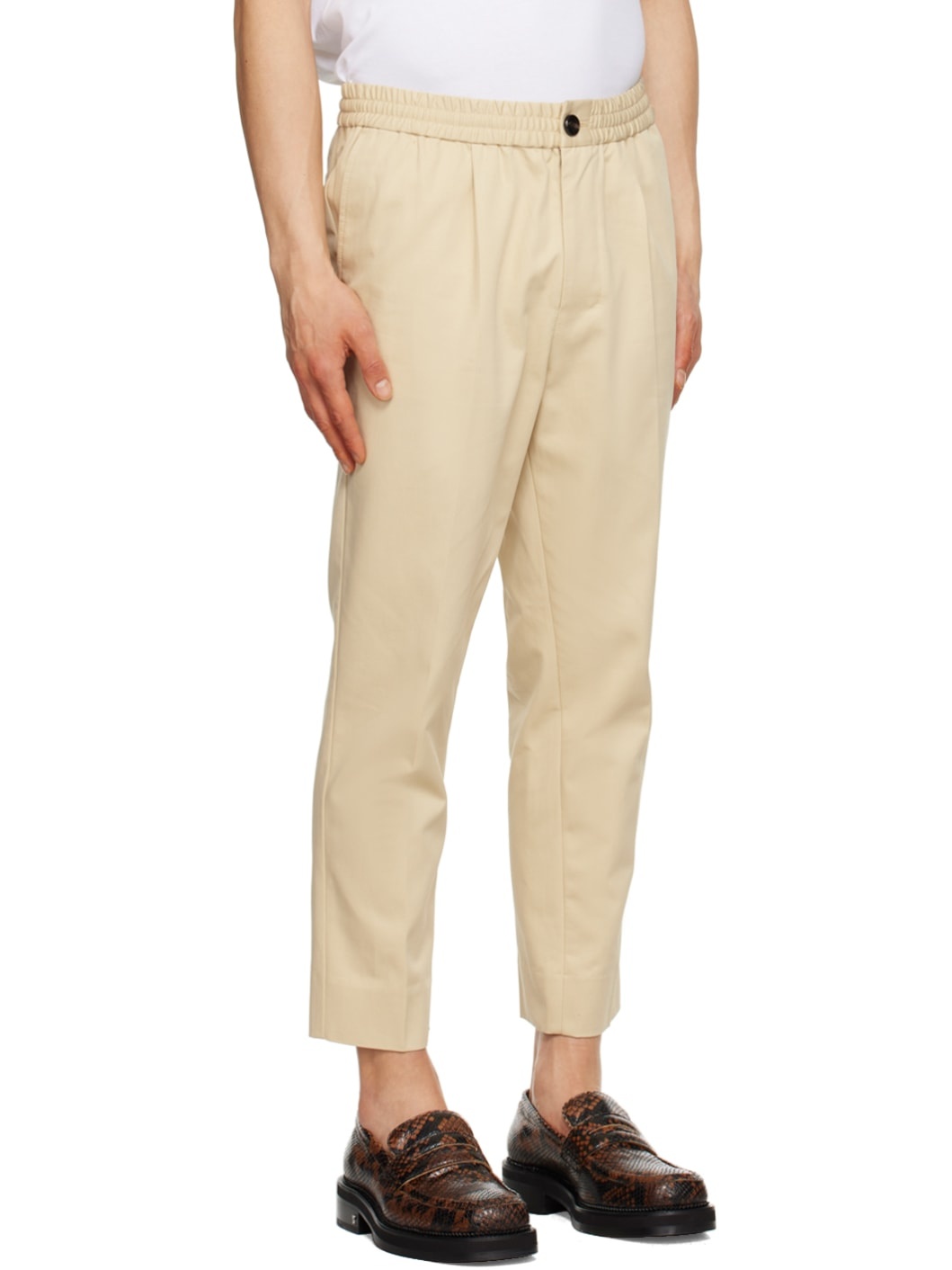 Beige Elasticized Trousers - 2
