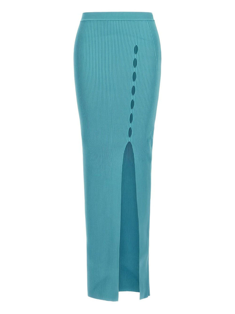 ribbed side-split long skirt 1