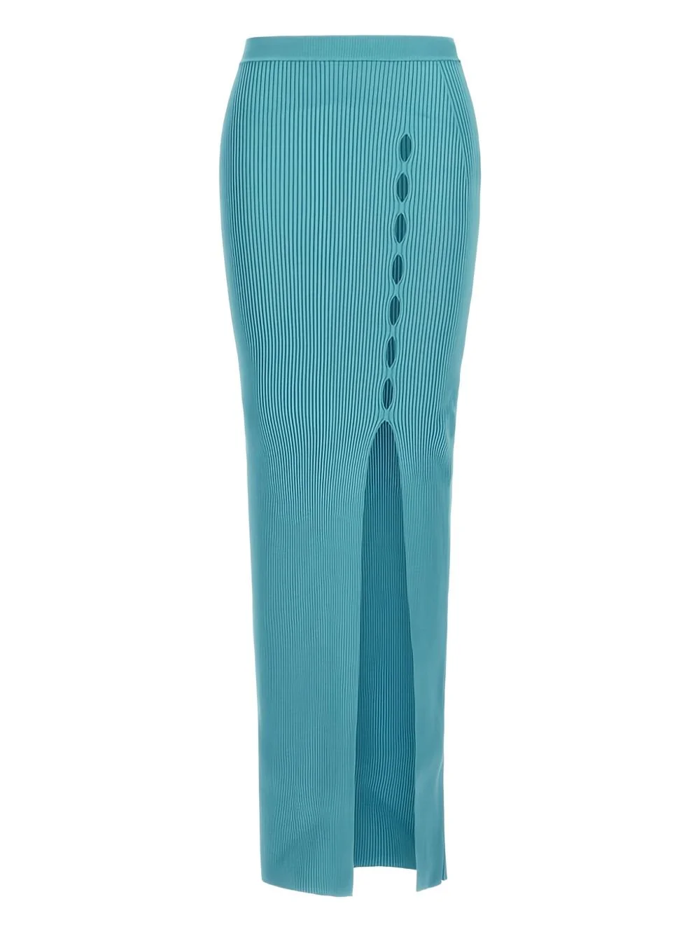 ribbed side-split long skirt - 1