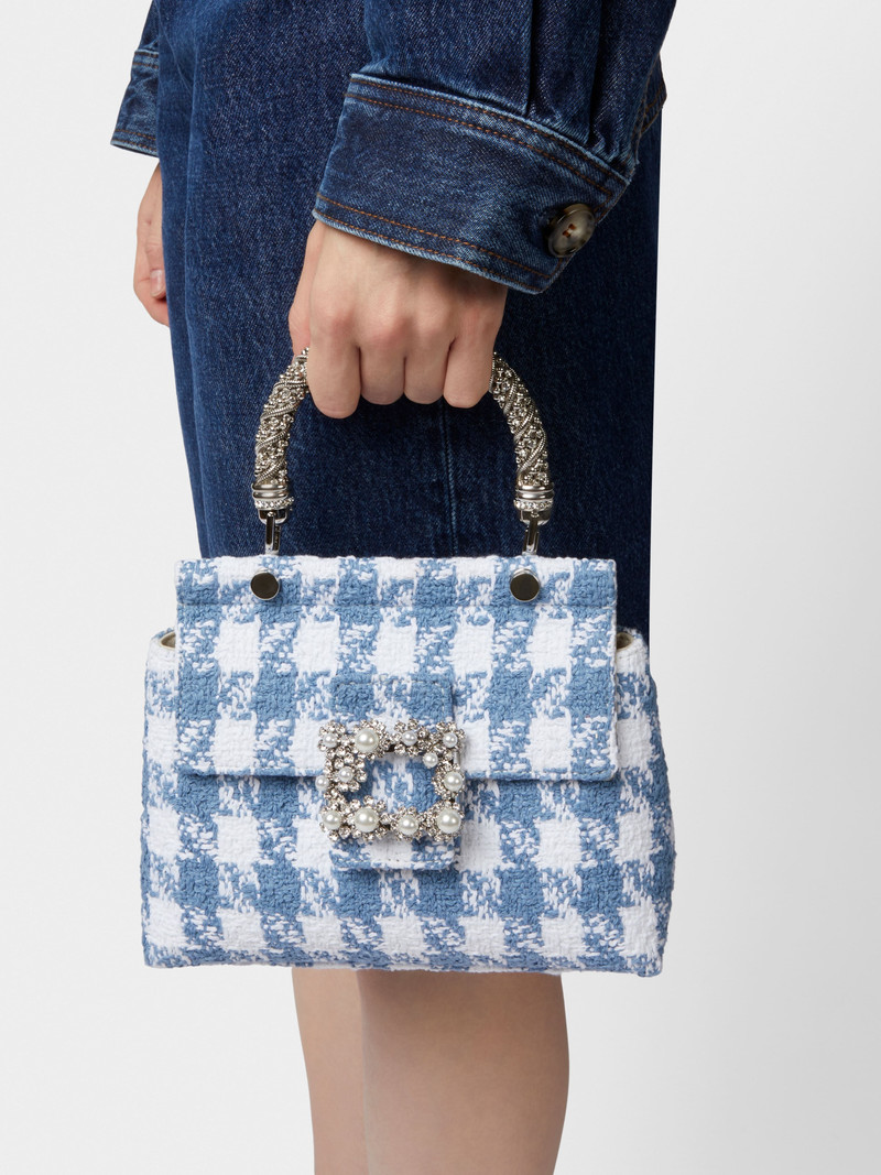 Roger Vivier Viv' Cabas Jewel Flower Strass Pearl Buckle Mini Bag in Fabric outlook
