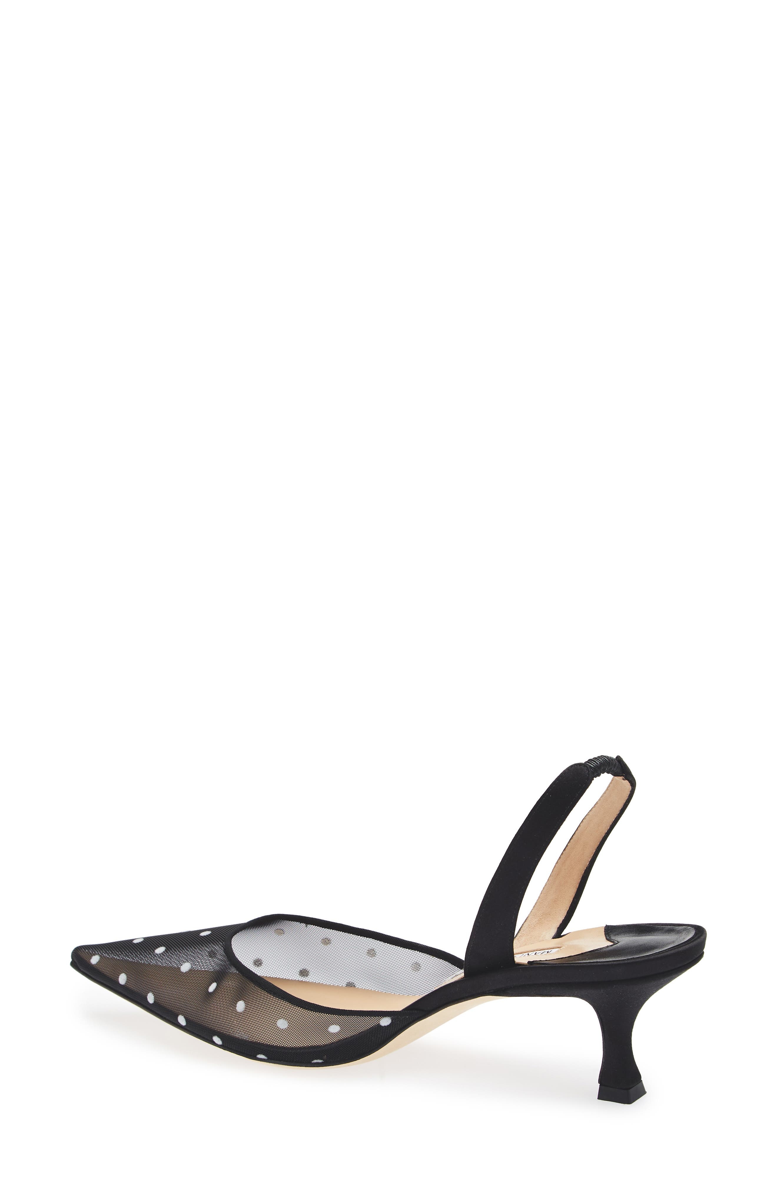 Manolo Blahnik Carolyne Polka Dot Pointed Toe Slingback Pump in Black at Nordstrom - 2