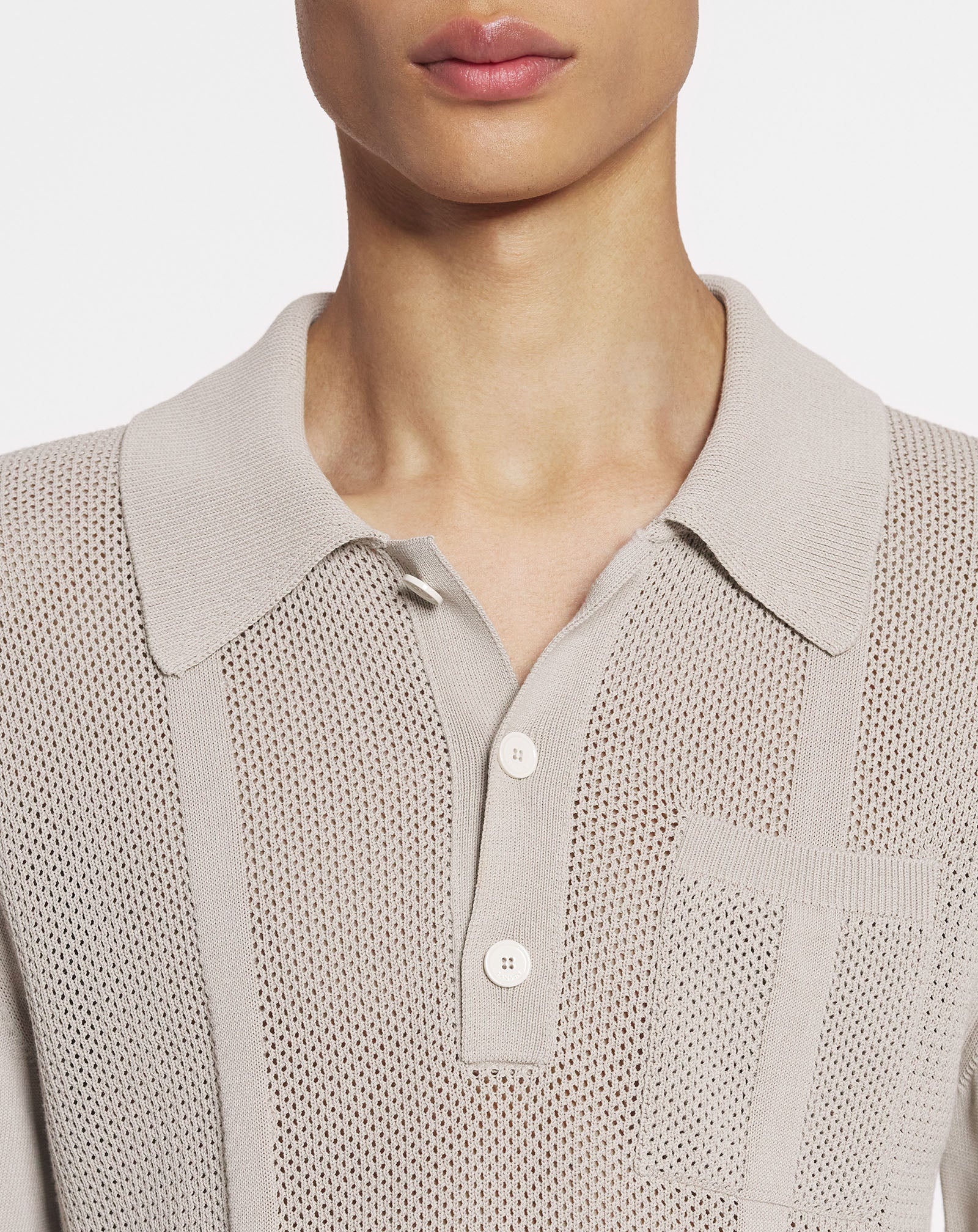 OPENWORK KNIT POLO SHIRT - 5