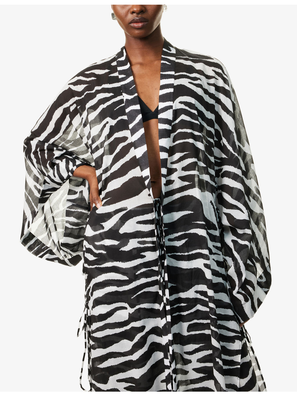 Zebra-Print Cotton-Muslin Kaftan - 5