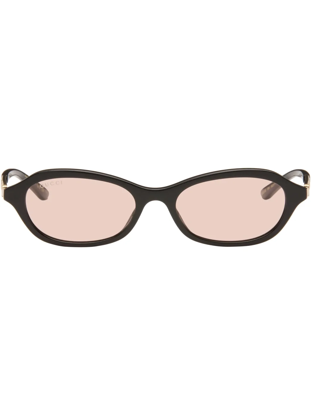 Black Oval-Frame Sunglasses - 1