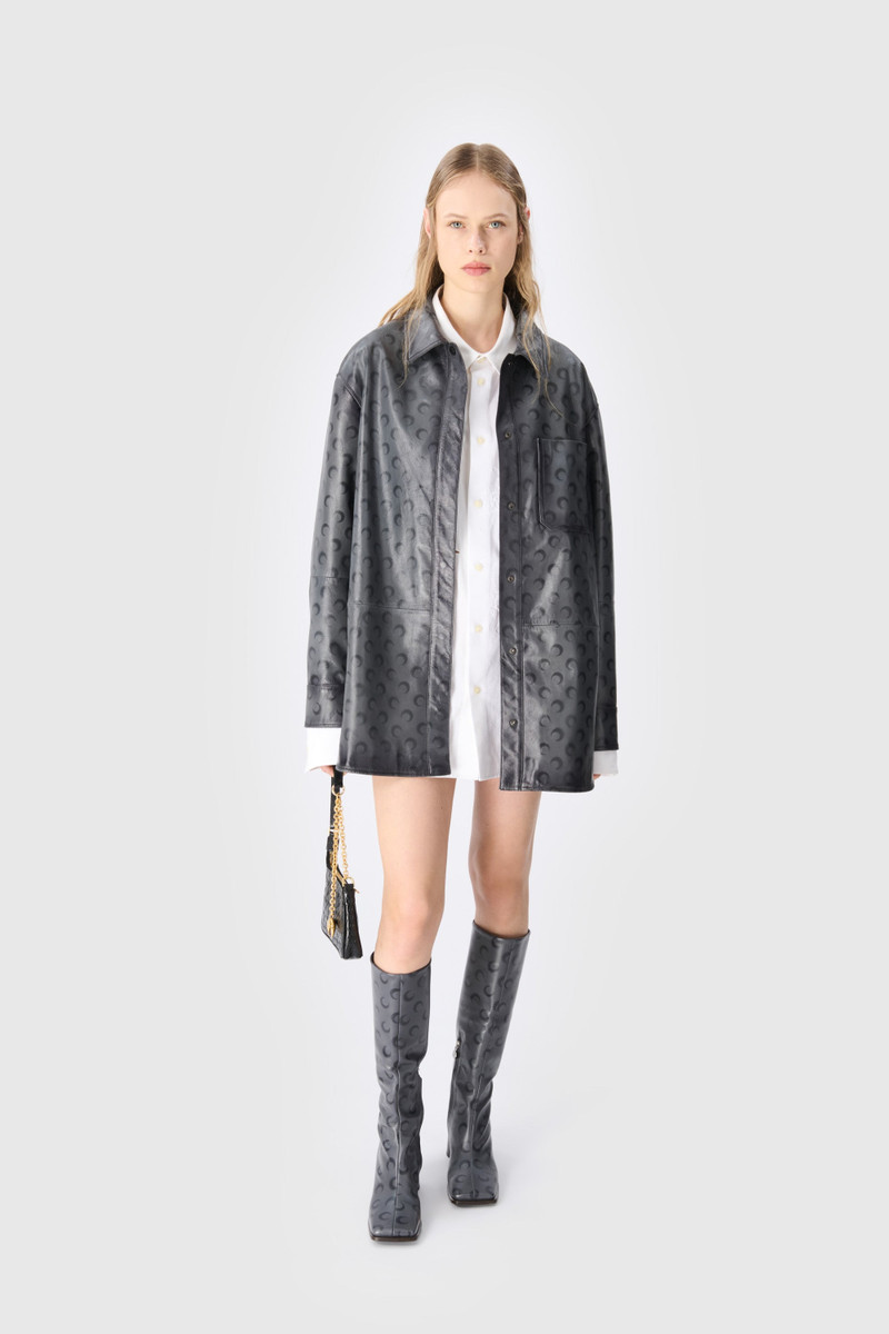 Marine Serre Moon Airbrushed Leather Overshirt outlook