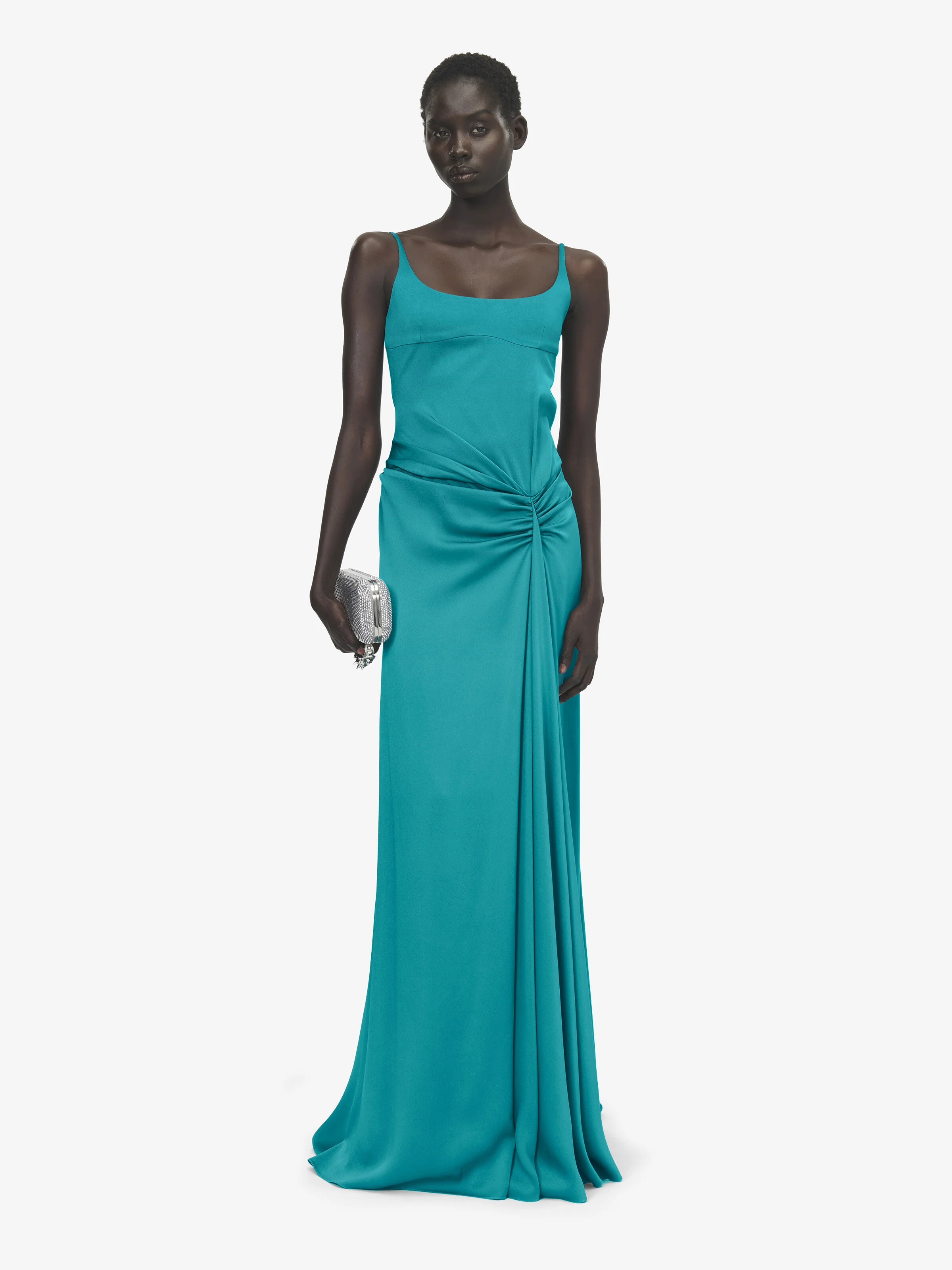 Asymmetric Drape Evening Dress - 1