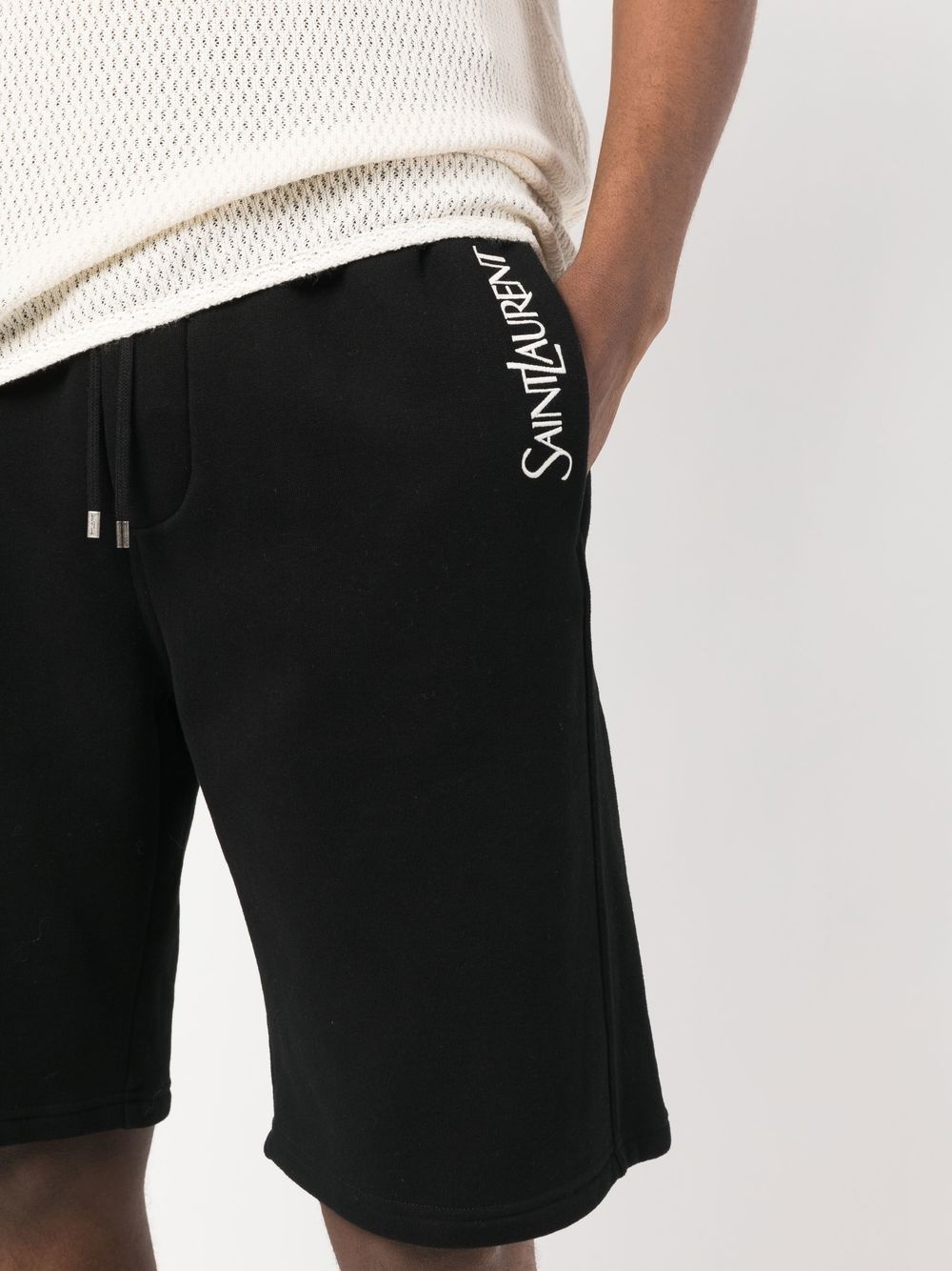 logo embroidery cotton shorts - 5
