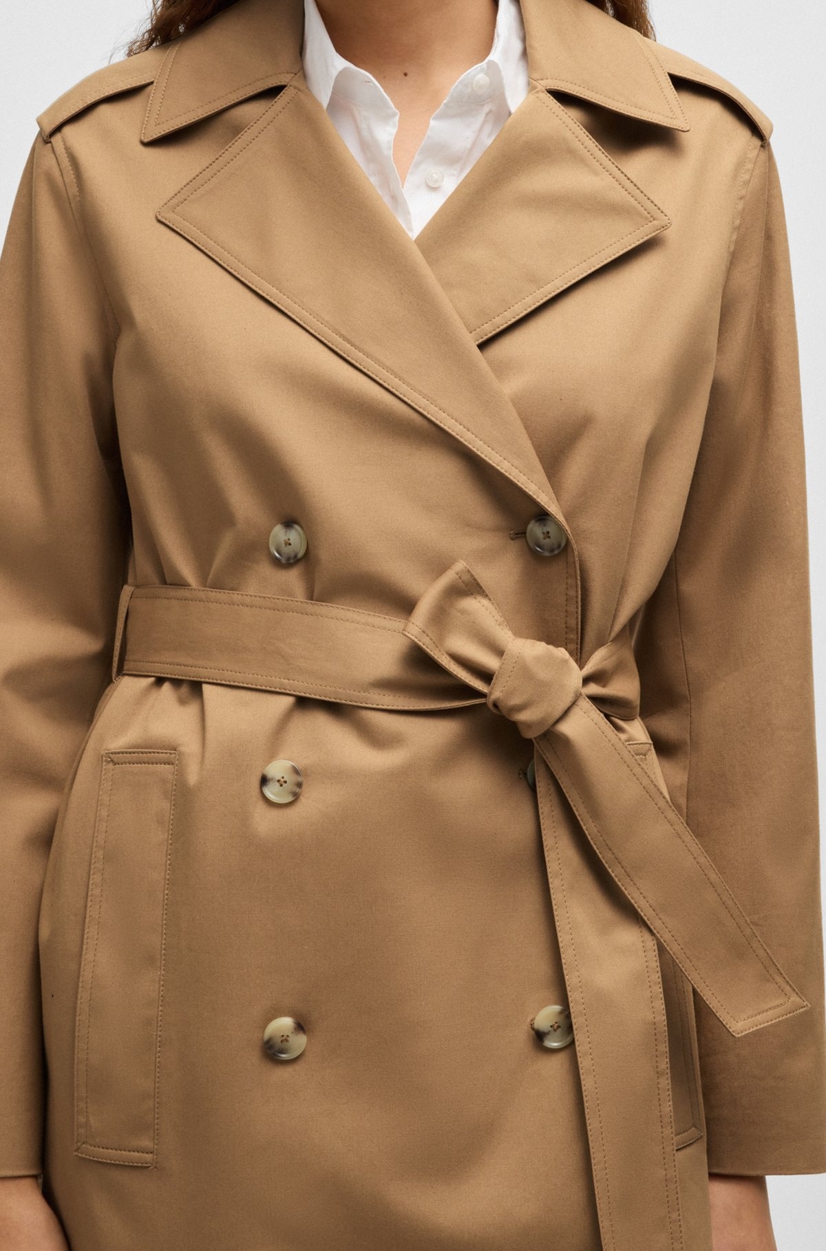 WATER-REPELLENT TRENCH COAT IN STRETCH-COTTON GABARDINE - 7