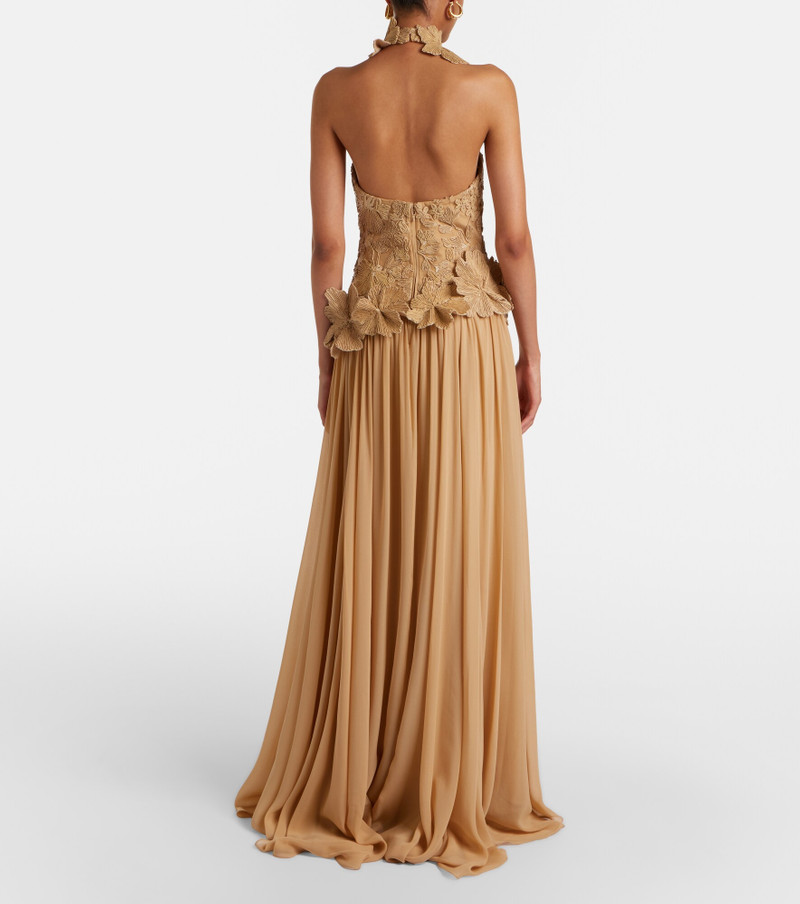 Raffia-trimmed silk-blend tulle gown 5