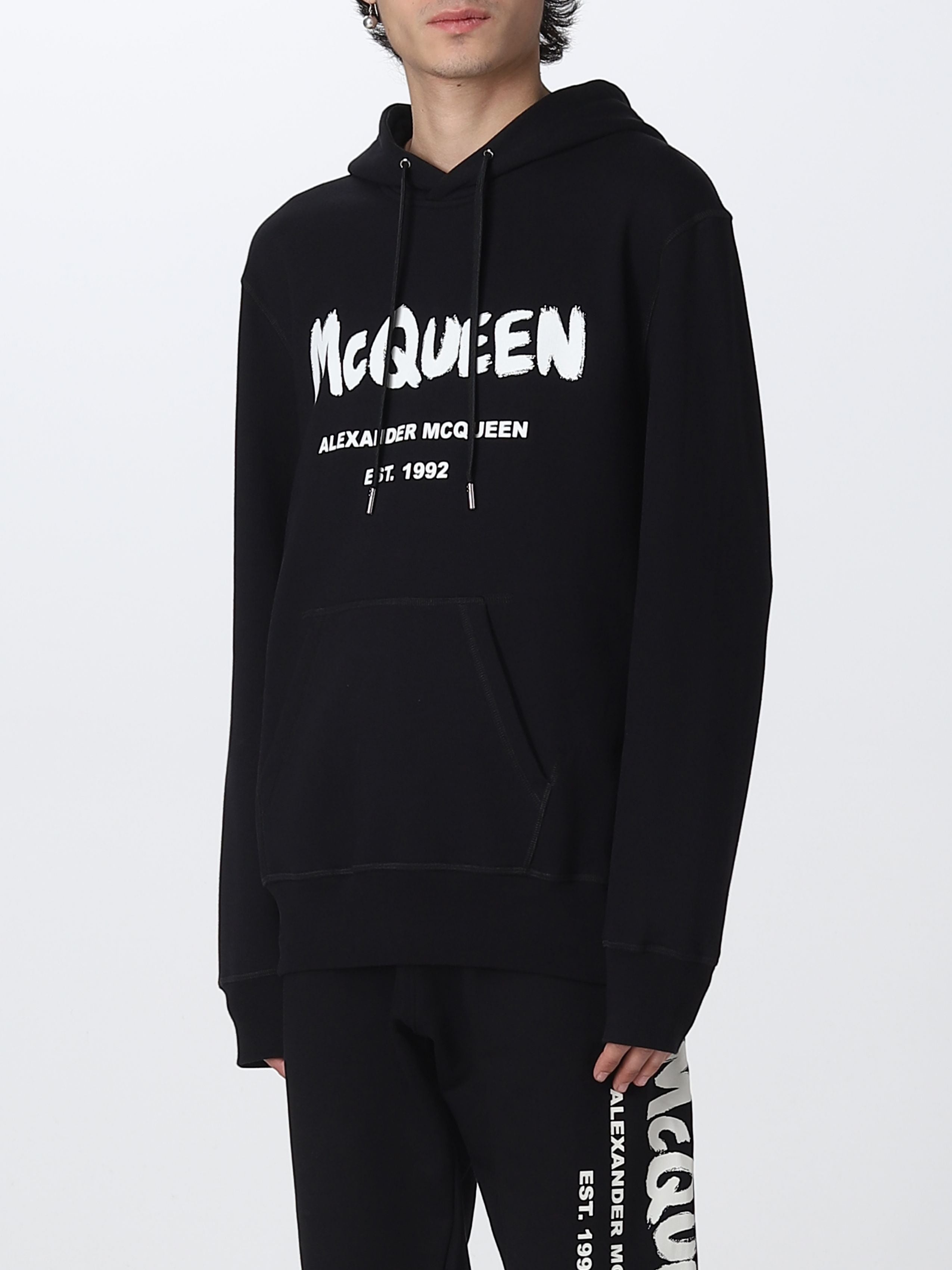 ALEXANDER MCQUEEN BLACK logo-print hooded sweatshirt - 2