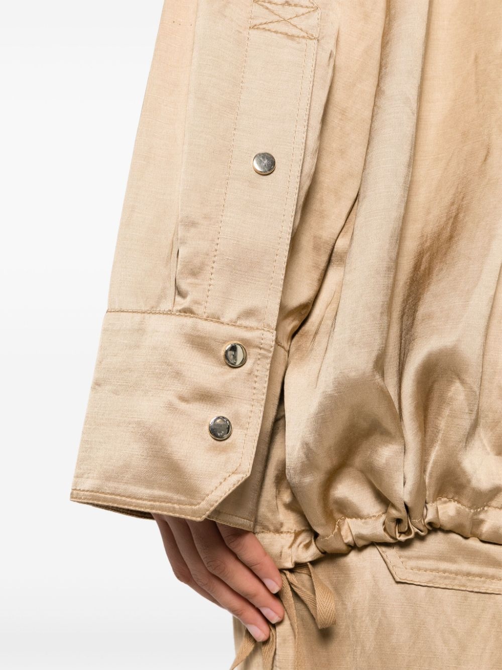 drawstring-hem shirt jacket - 5