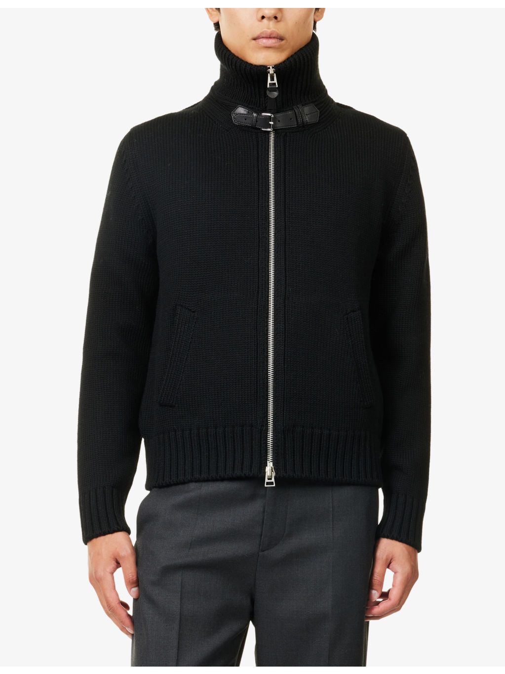Buckle Zip-Through Wool Cardigan - 3