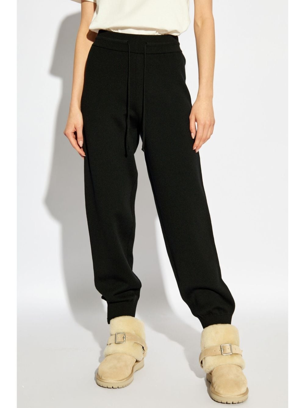 embroidered-logo knitted track pants - 3