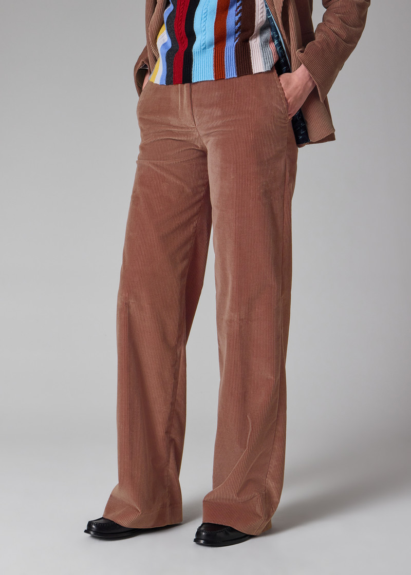 Women's Brown Cord Wide-Leg Trousers 3