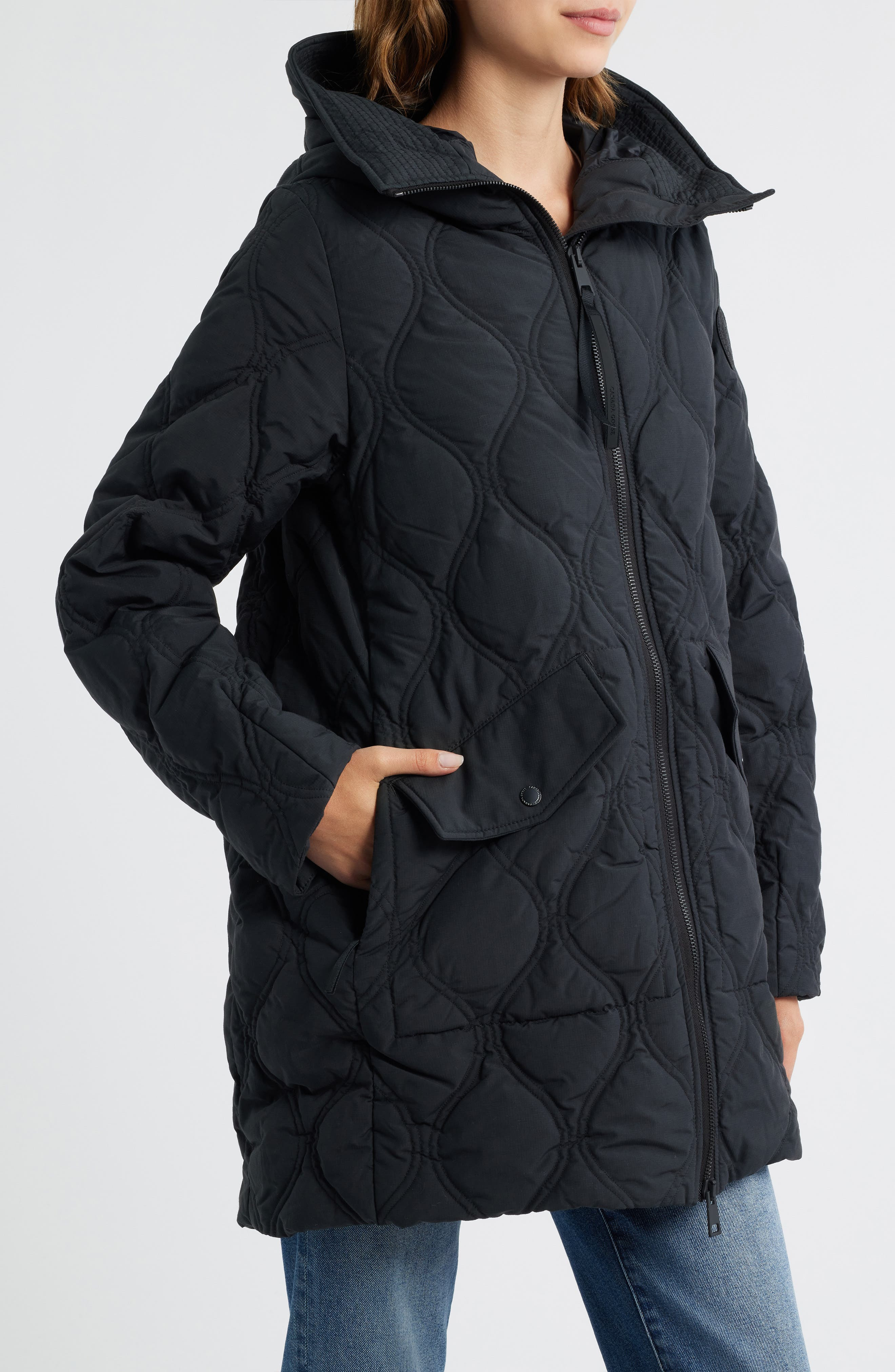 Canada Goose Alessia Quilted Hooded Jacket in Black - 4