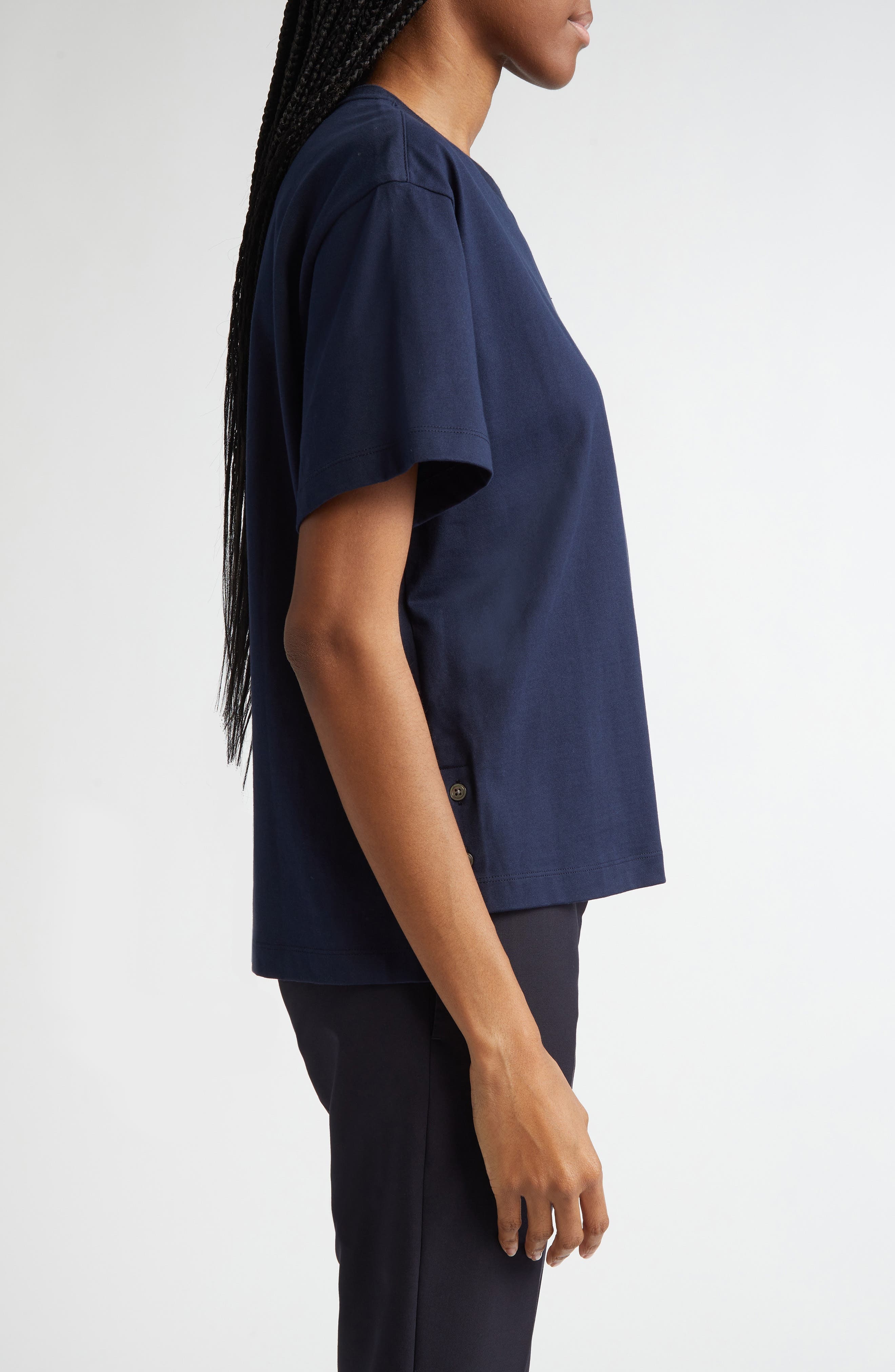 Thom Browne Medium Weight Cotton Jersey Boxy Pocket Tee in Navy at Nordstrom - 3