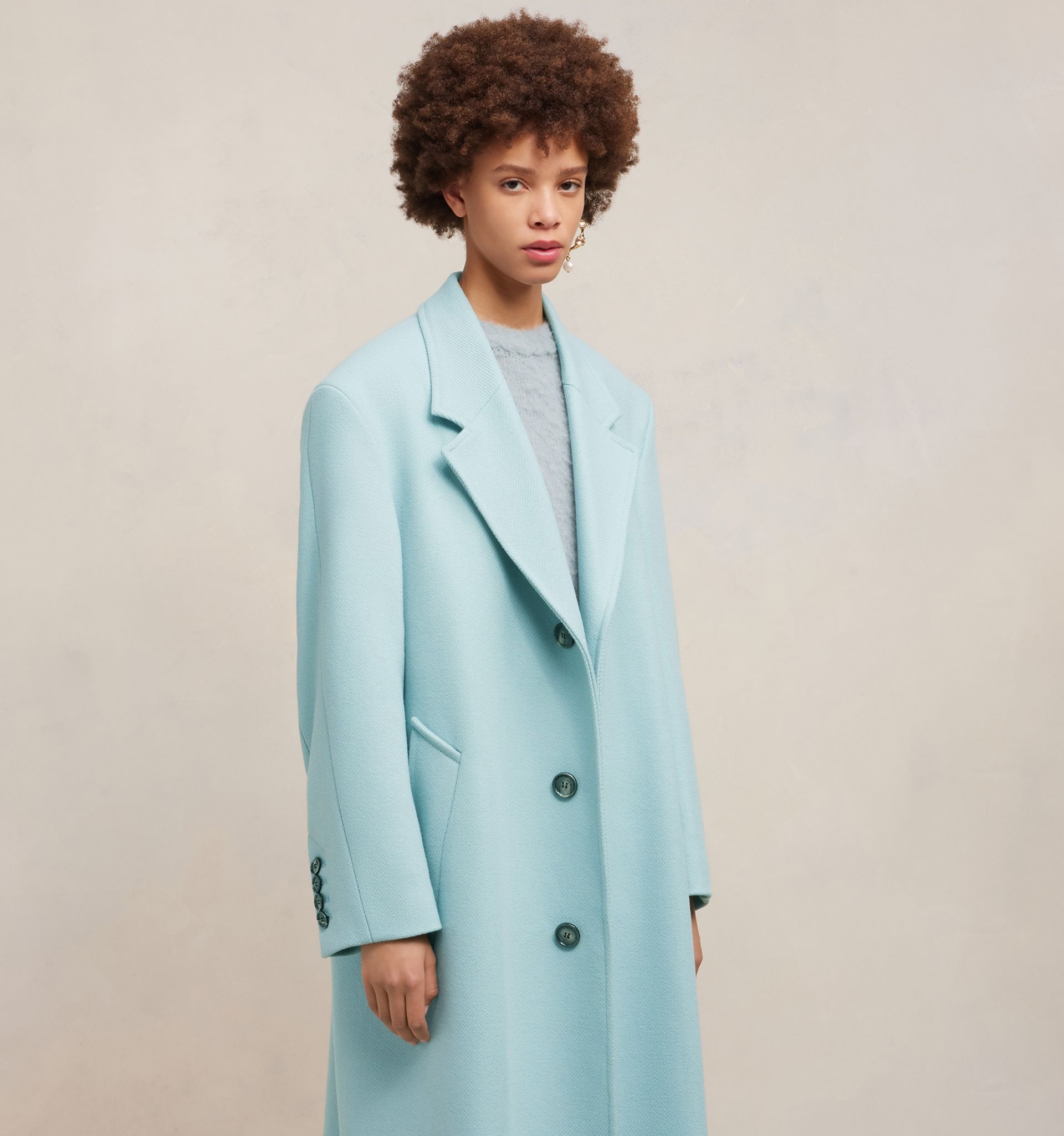 Three Buttons Oversized Coat On Sale - AMI PARIS OFFICIAL