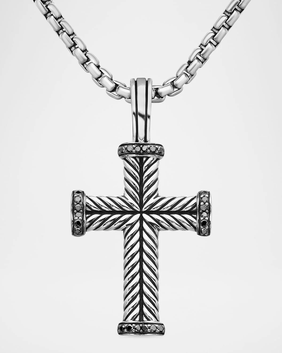 Men's Chevron Cross Pendant in Silver, 33.5mm - 1