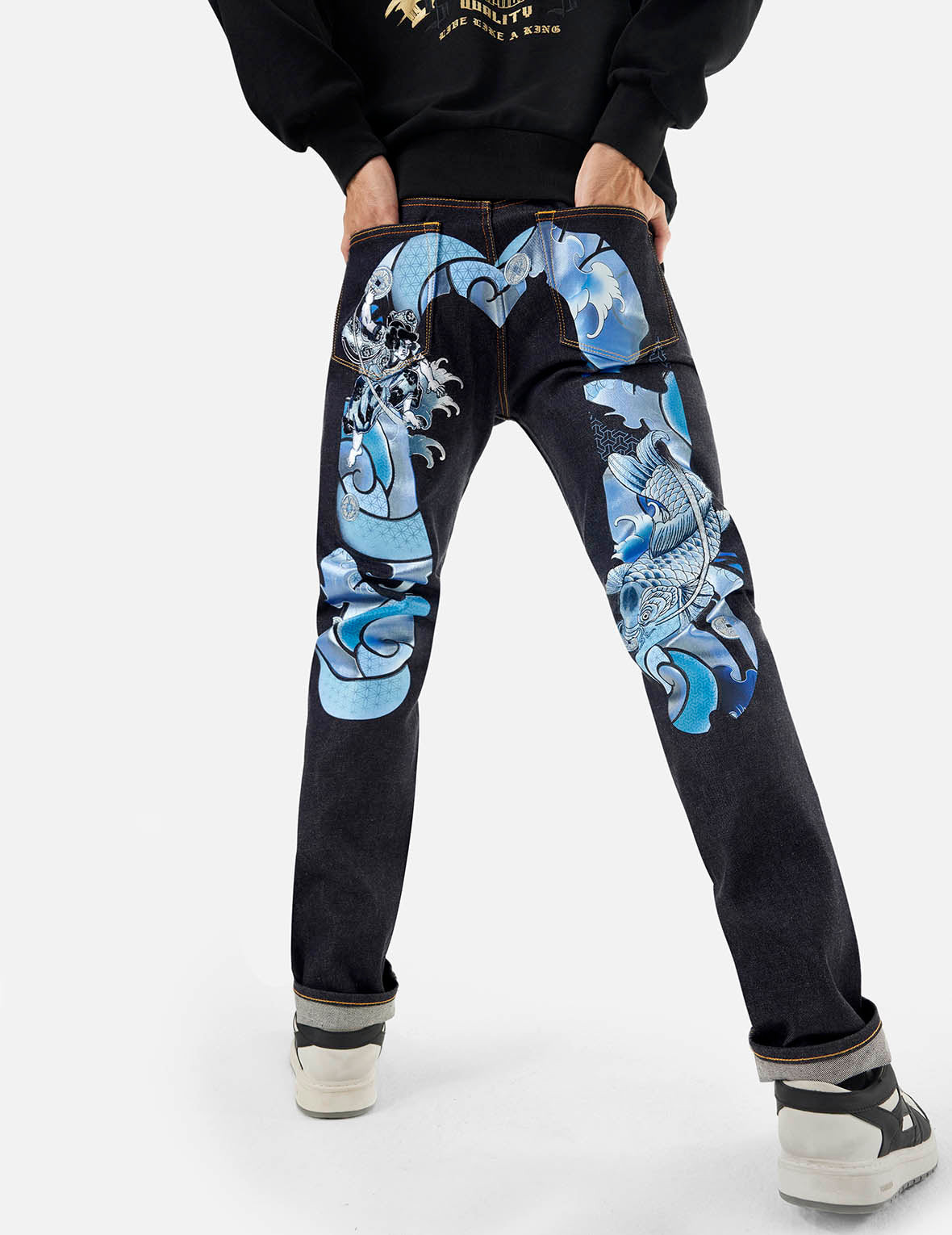 Tattoo Koi Daicock Embroidery Slim Fit Jeans #2010 - 7