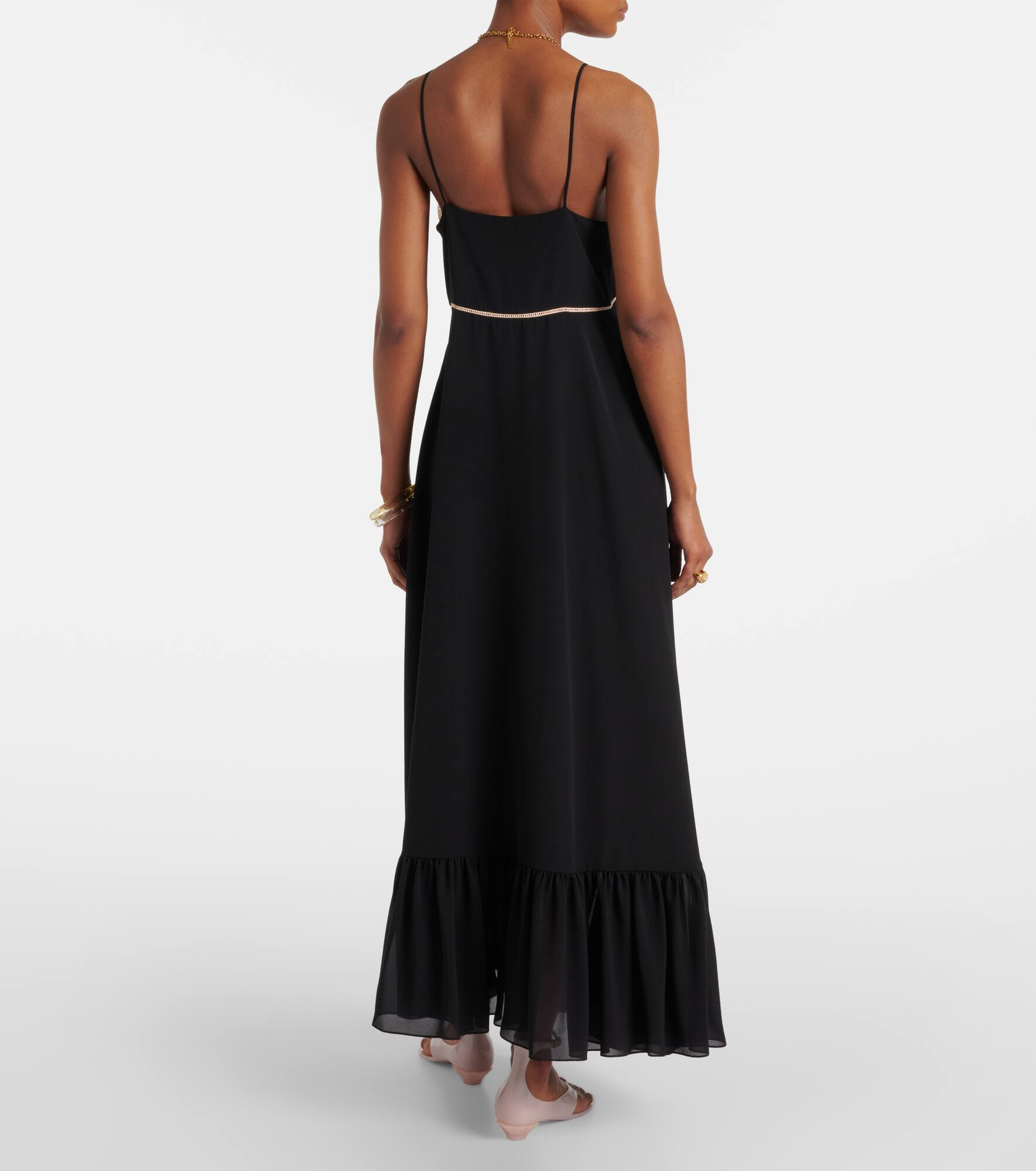 Lace-trimmed silk chiffon midi dress - 3