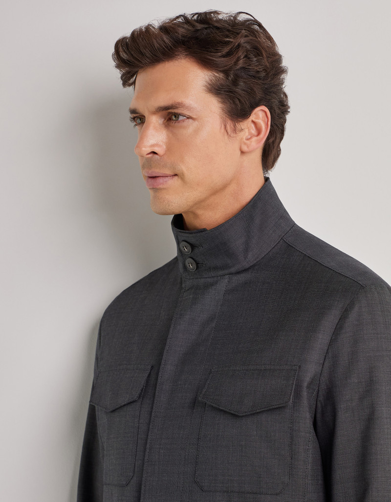 IMPECCABILE ANTHRACITE WOOL FIELD JACKET WITH MEMBRANE 5