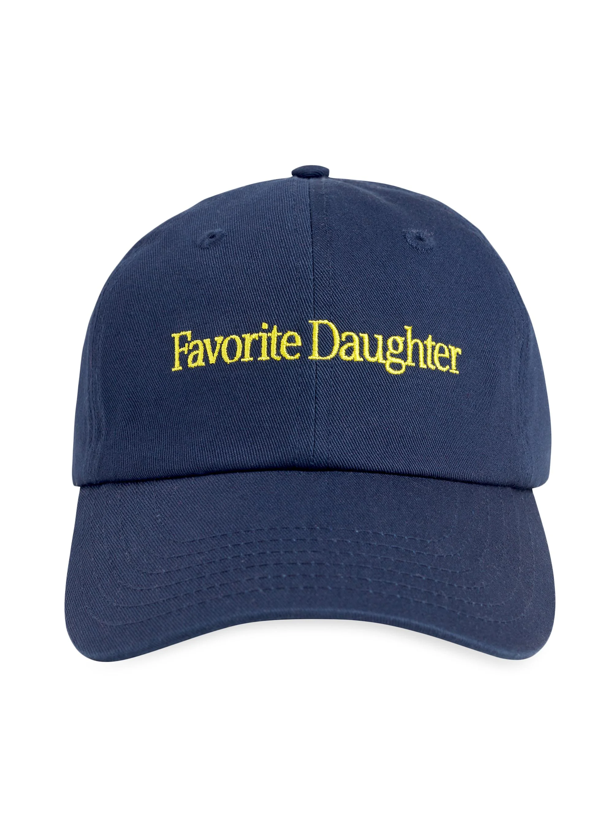 Women's Embroidered Logo Baseball Cap - Navy Yellow - 1