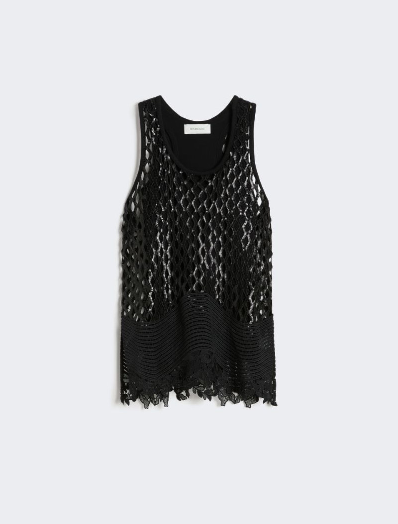 Sequinned mesh top - black 1