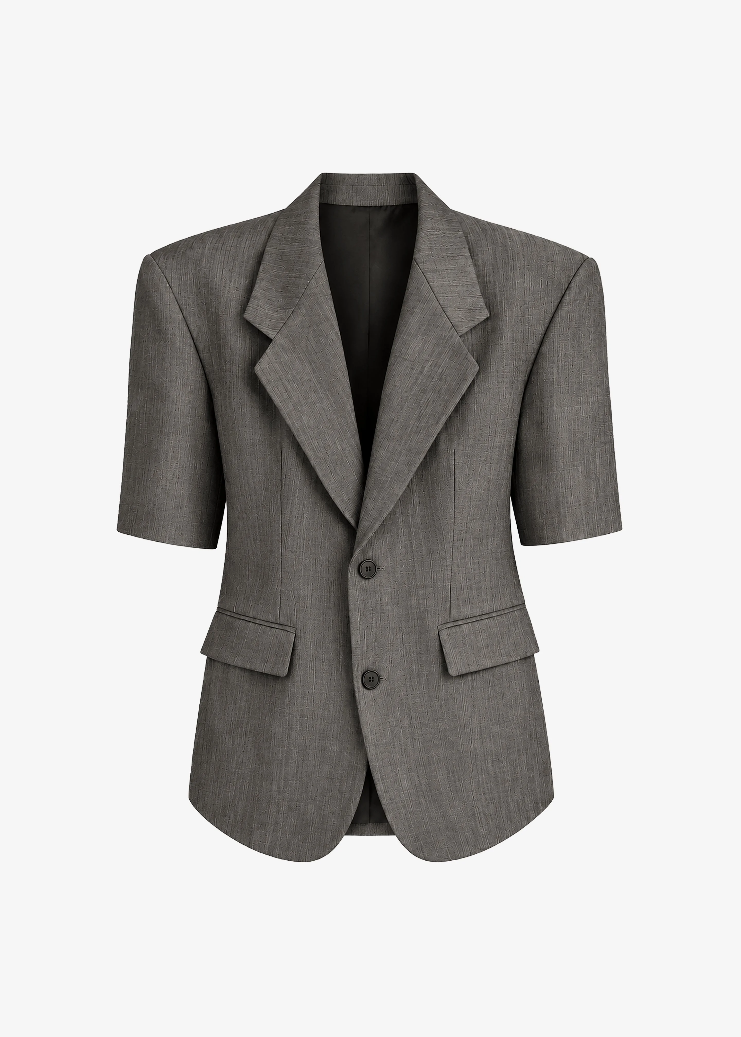 Ivora Short Sleeve Blazer - Dark Grey - 1