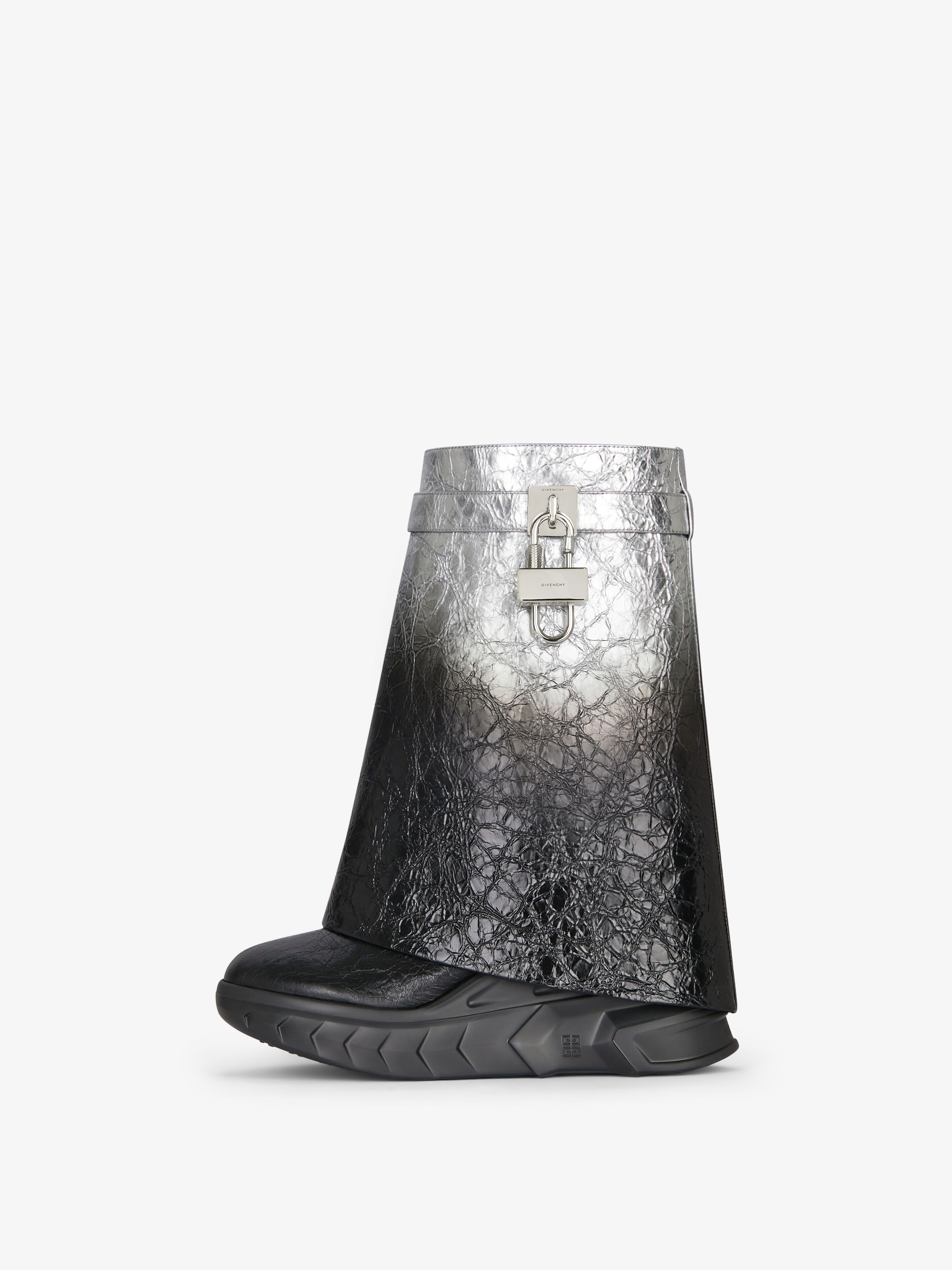 SHARK LOCK BIKER ANKLE BOOTS IN LAMINATED LEATHER - 4