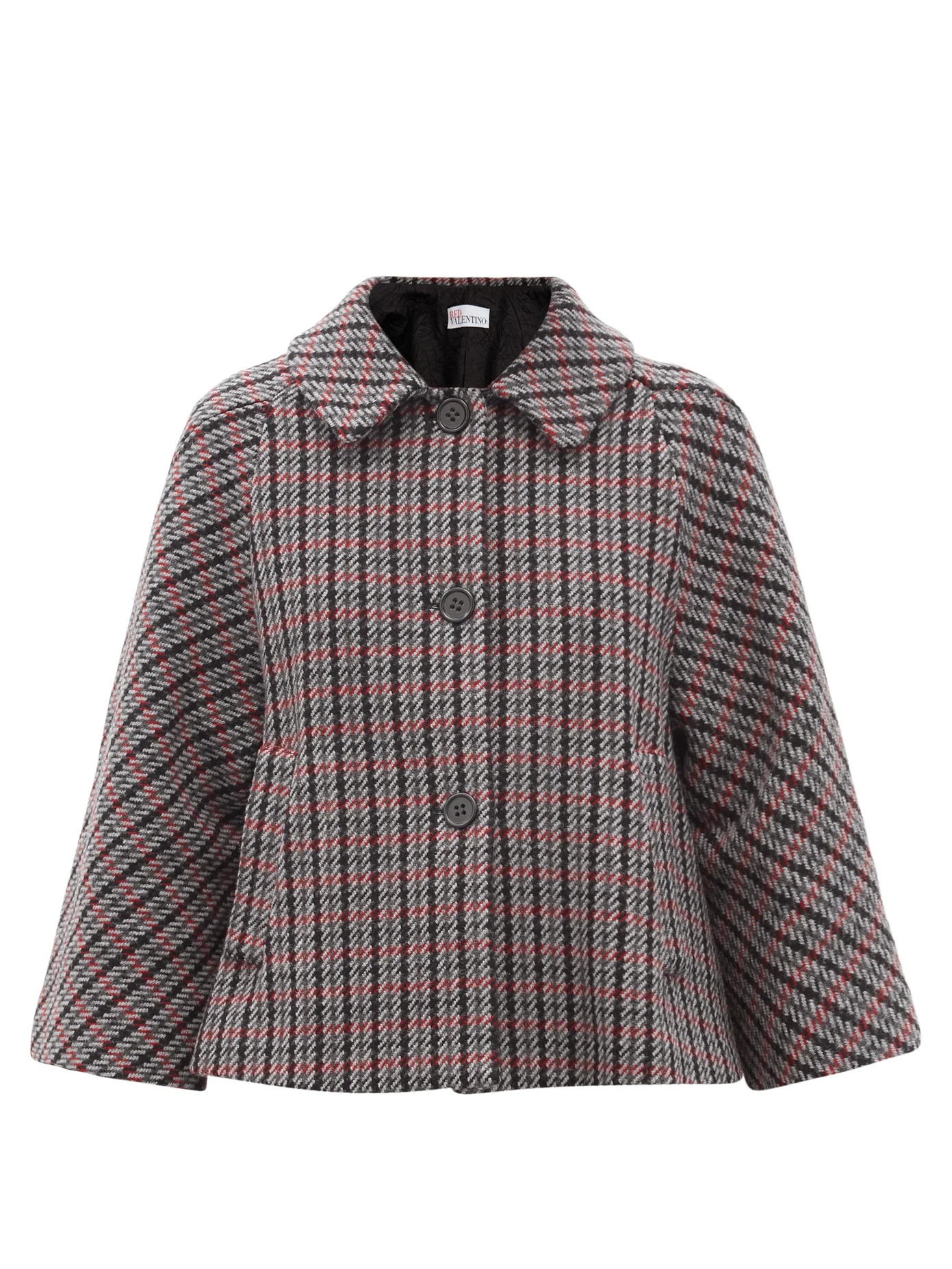 Checked wool-blend swing jacket - 1