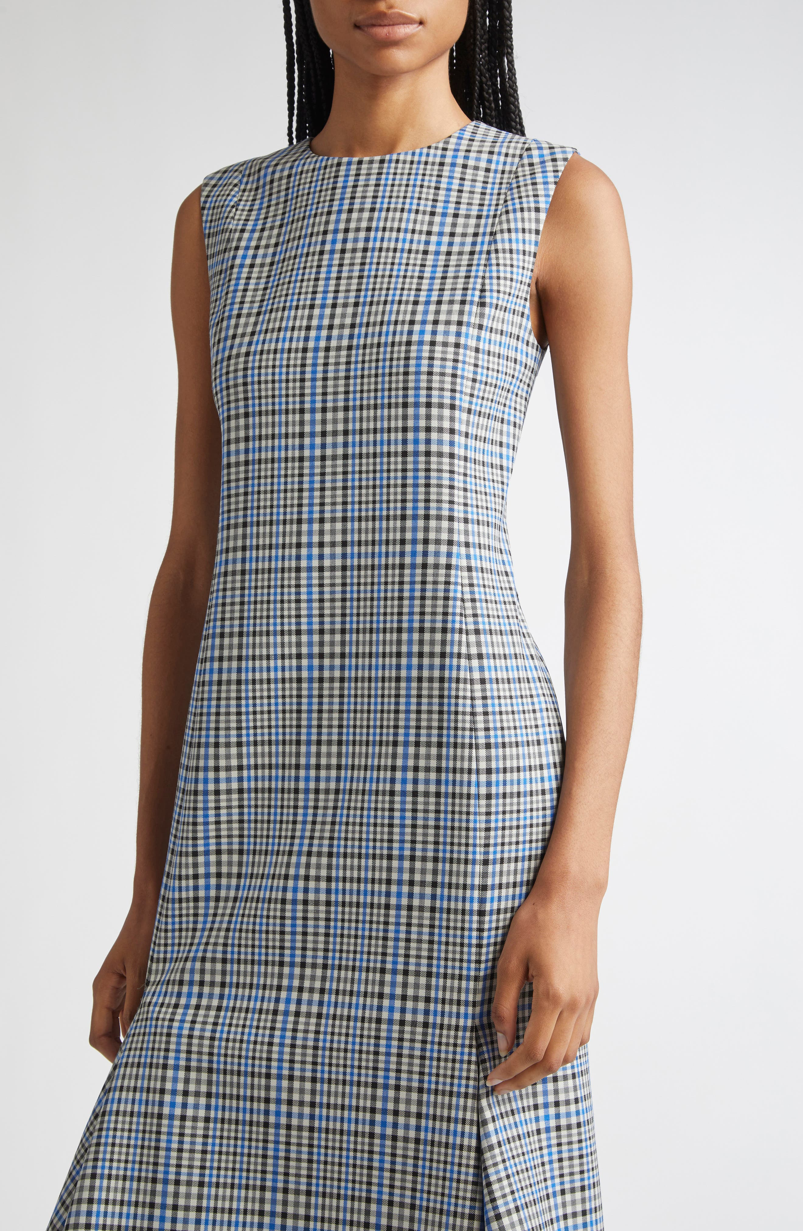 Proenza Schouler Bruna Plaid Midi Dress in Blue Multi at Nordstrom - 4