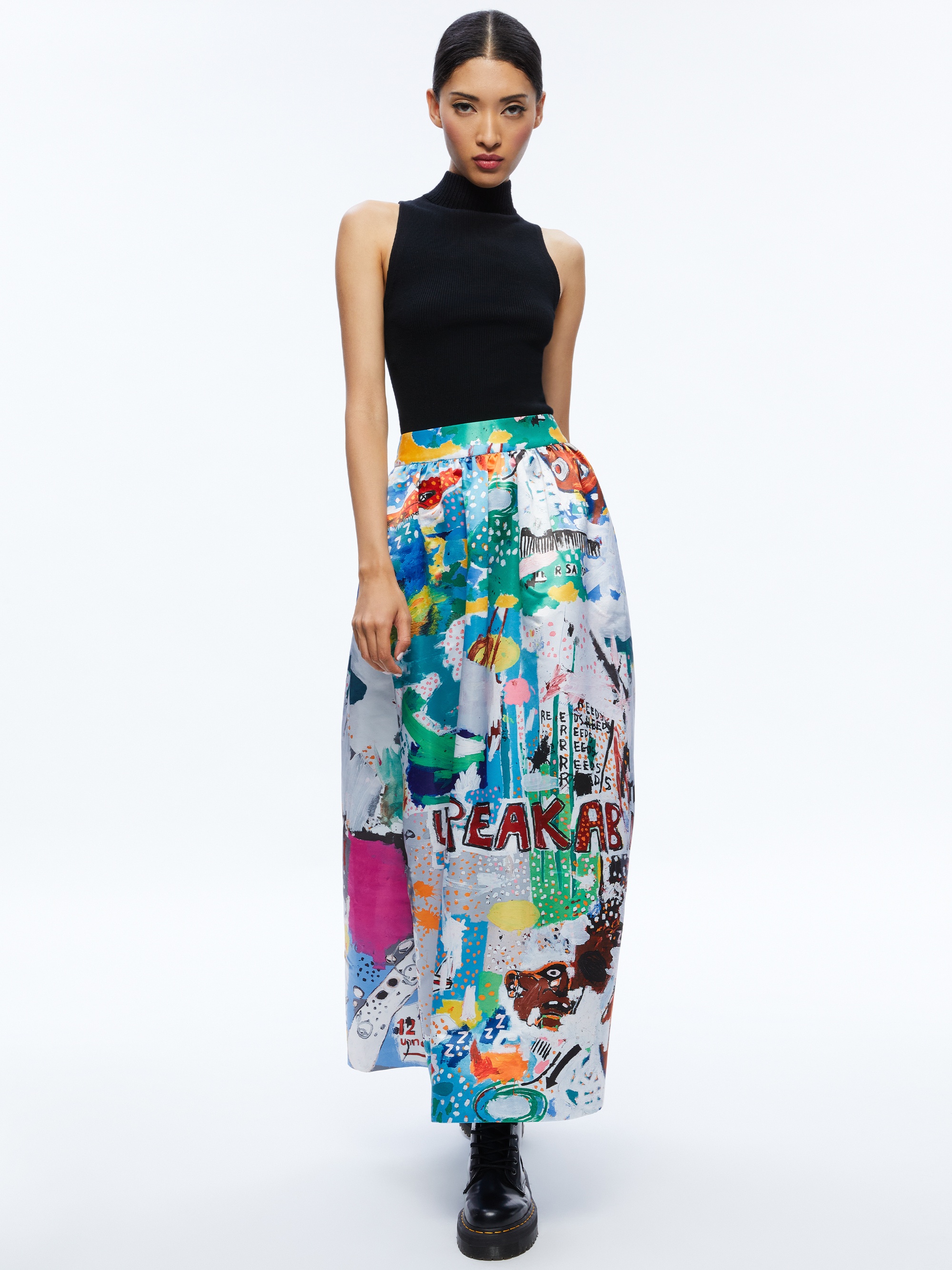 A+O X BASQUIAT TINA TEA LENGTH SKIRT - 4