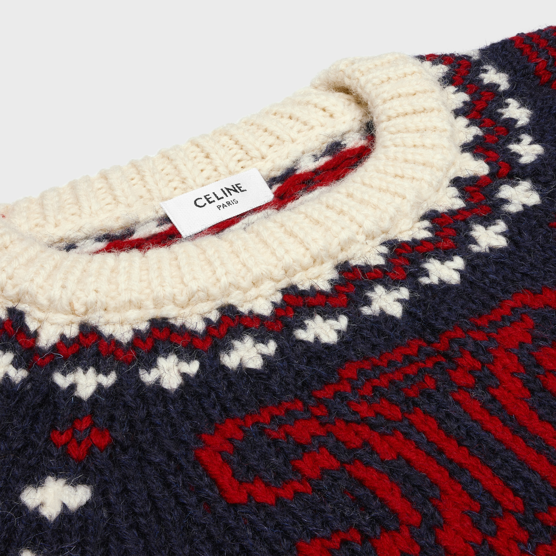 triomphe crew neck sweater in fair isle wool - 3