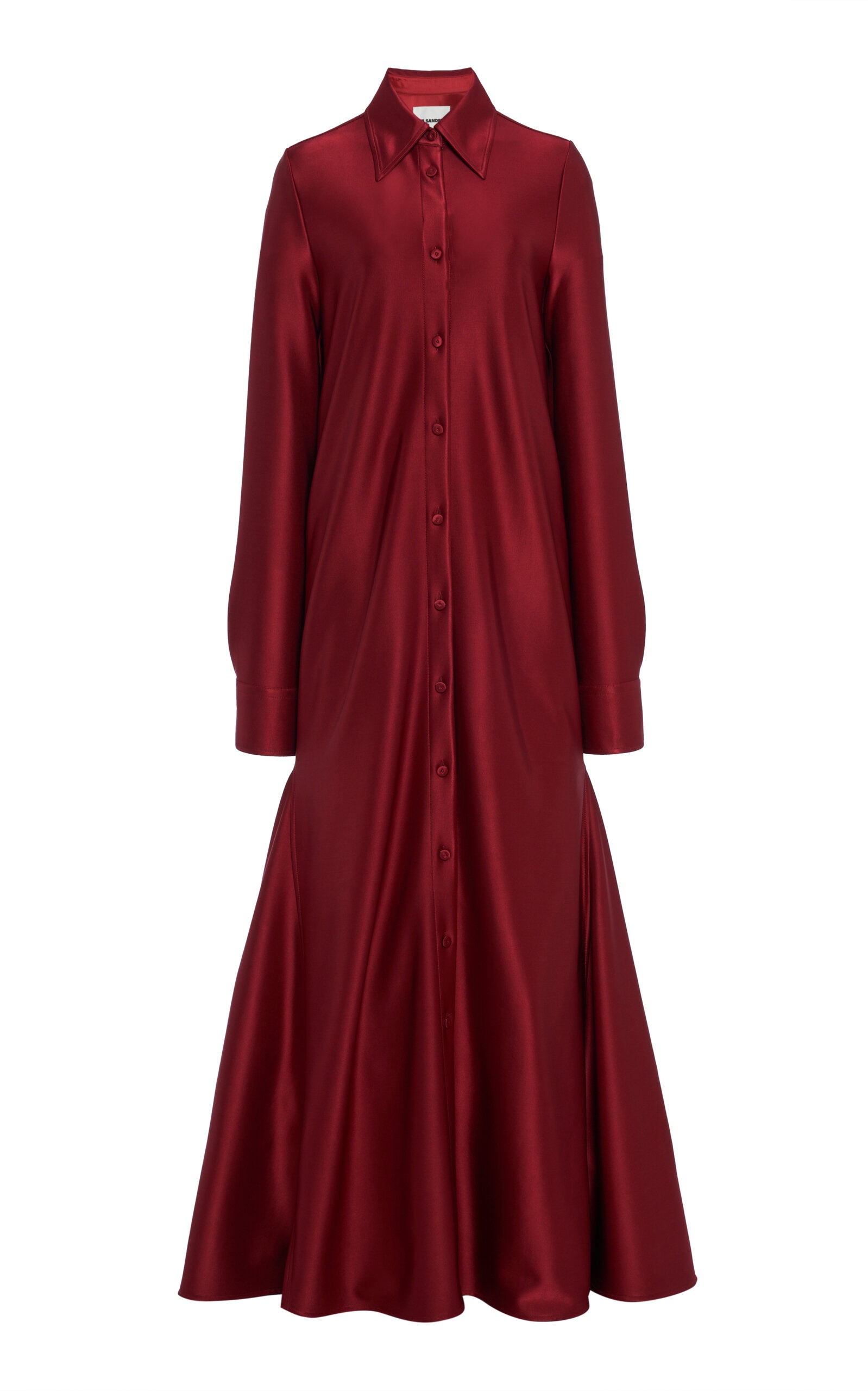 Satin Maxi Shirt Dress red - 1