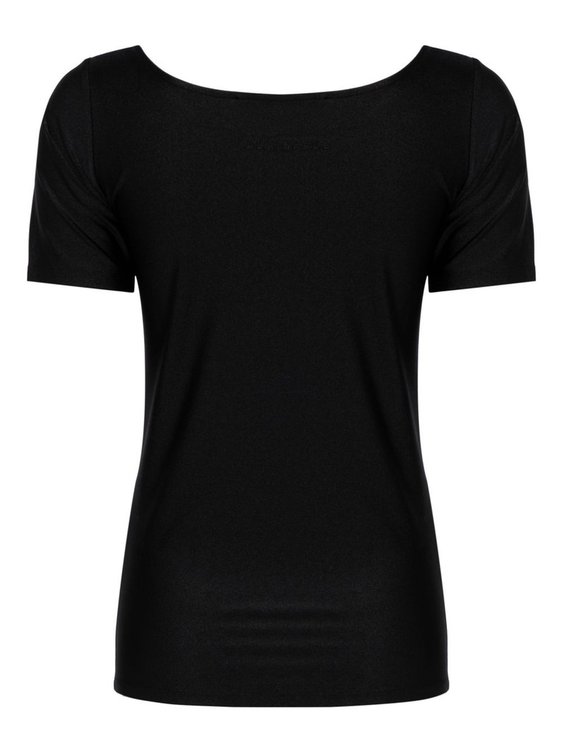 ALAINPAUL logo-embroidered boat-neck T-shirt outlook