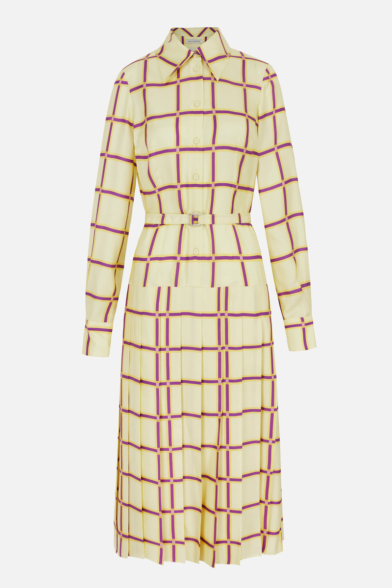 Juul Dress in Lemon, Mustard, & Purple Check Silk Twill 1
